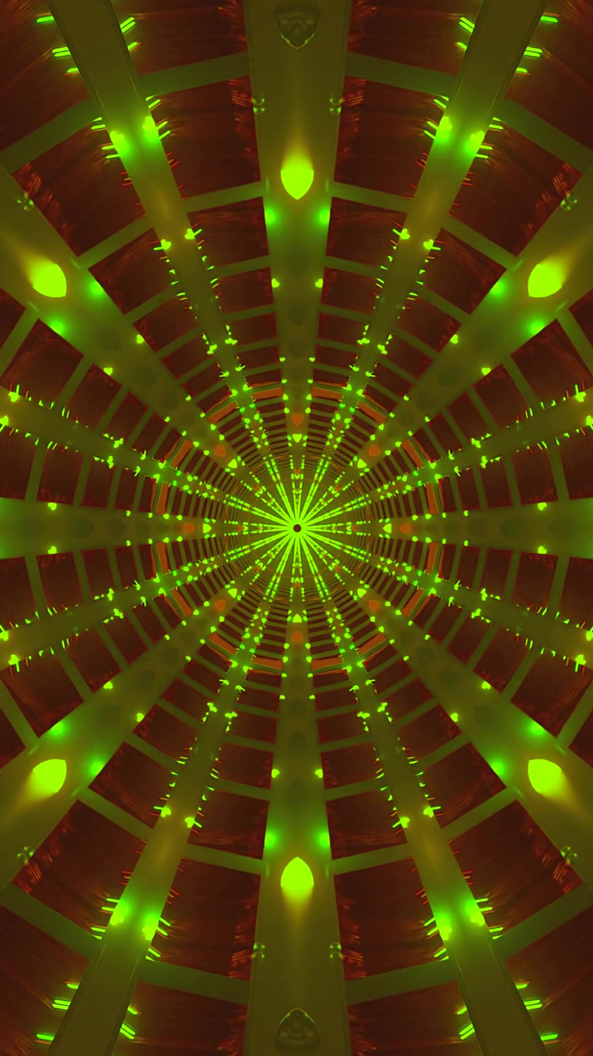 Visual tunnel loop creates calming atmosphere with vibrant lights