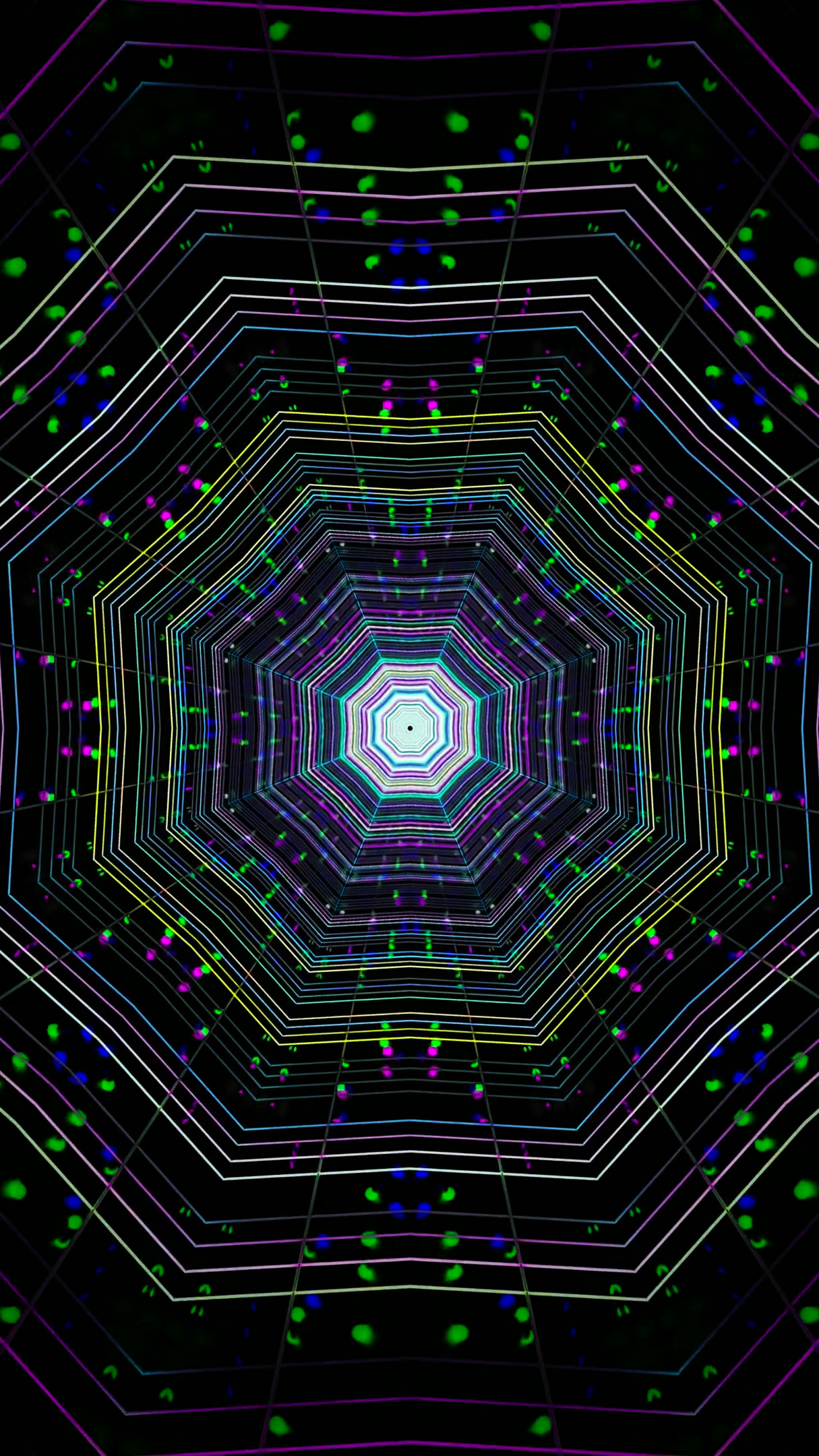Seamless tunnel video loop featuring colorful patterns and lights