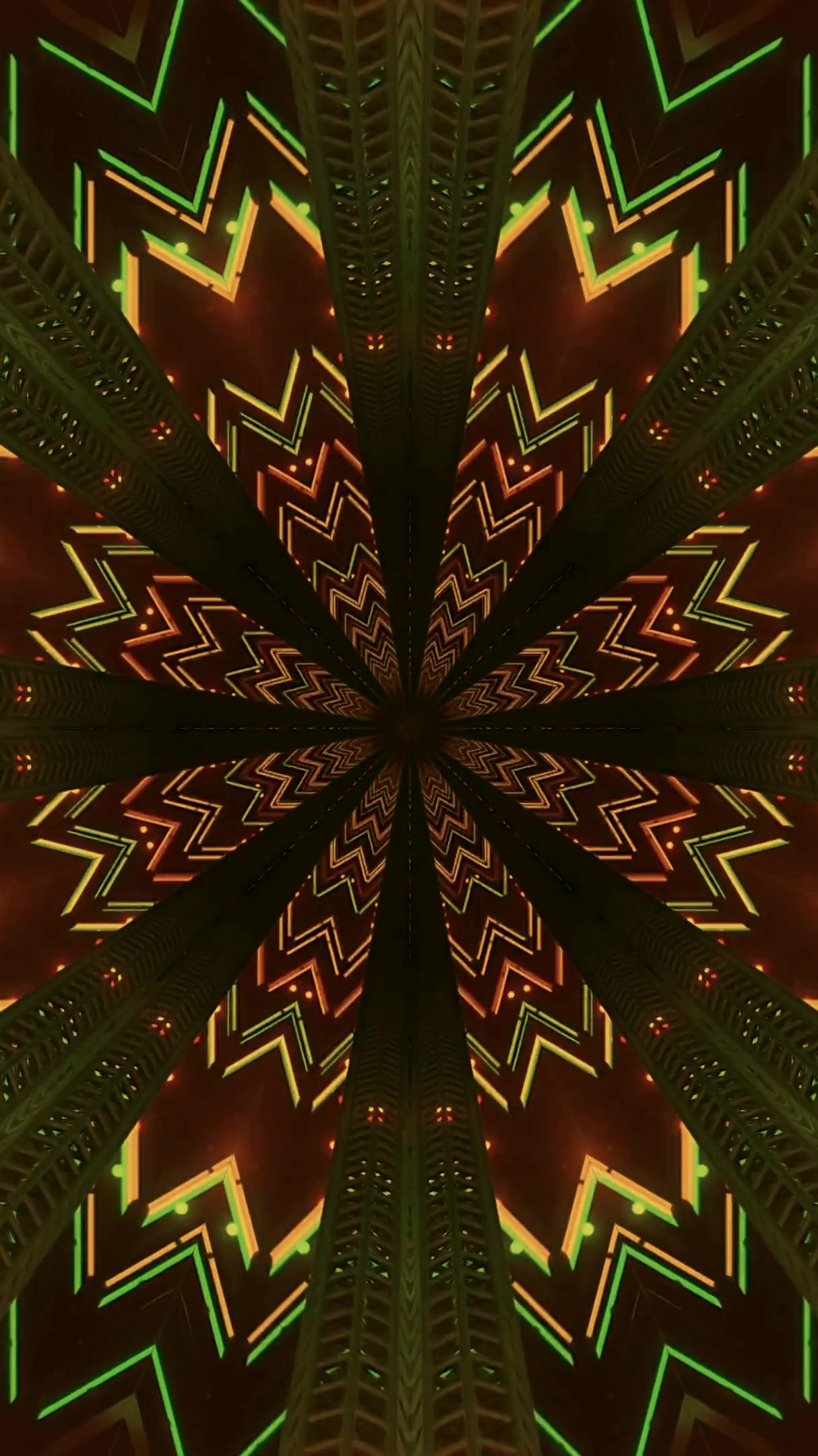 Seamless tunnel video loop with vibrant patterns and colors offer