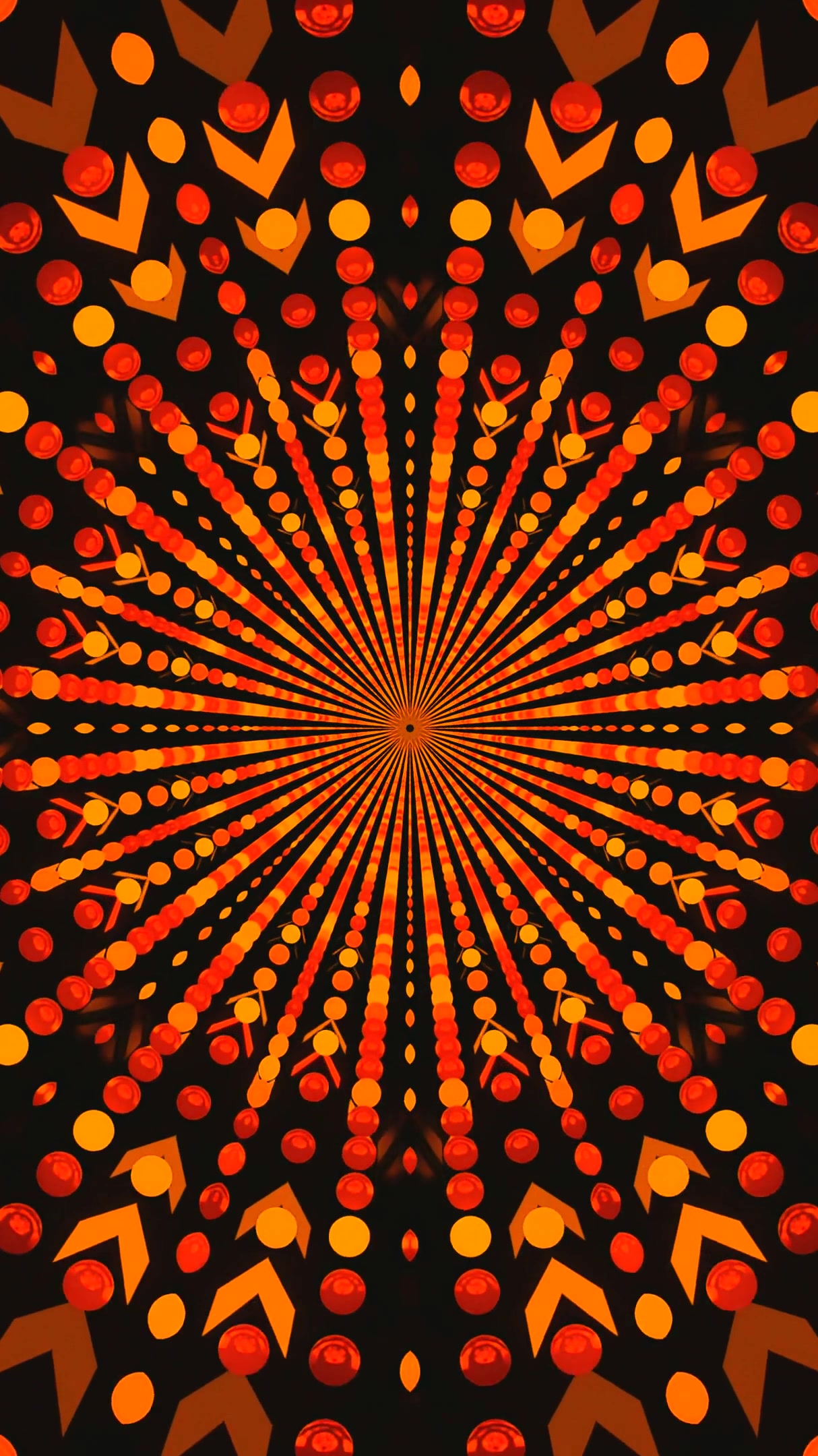 Seamless looping tunnel video screensaver with vibrant orange and