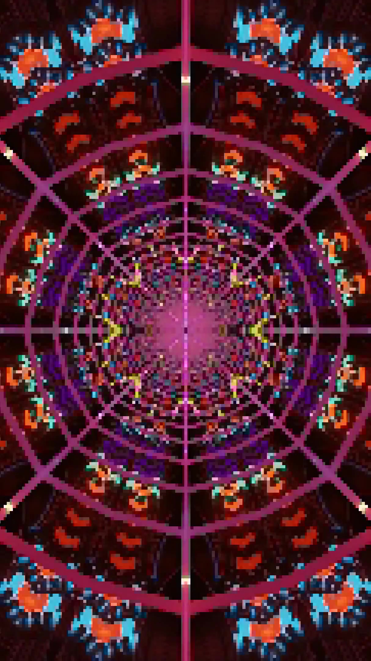 Seamless tunnel video loop with colorful patterns and vibrant des