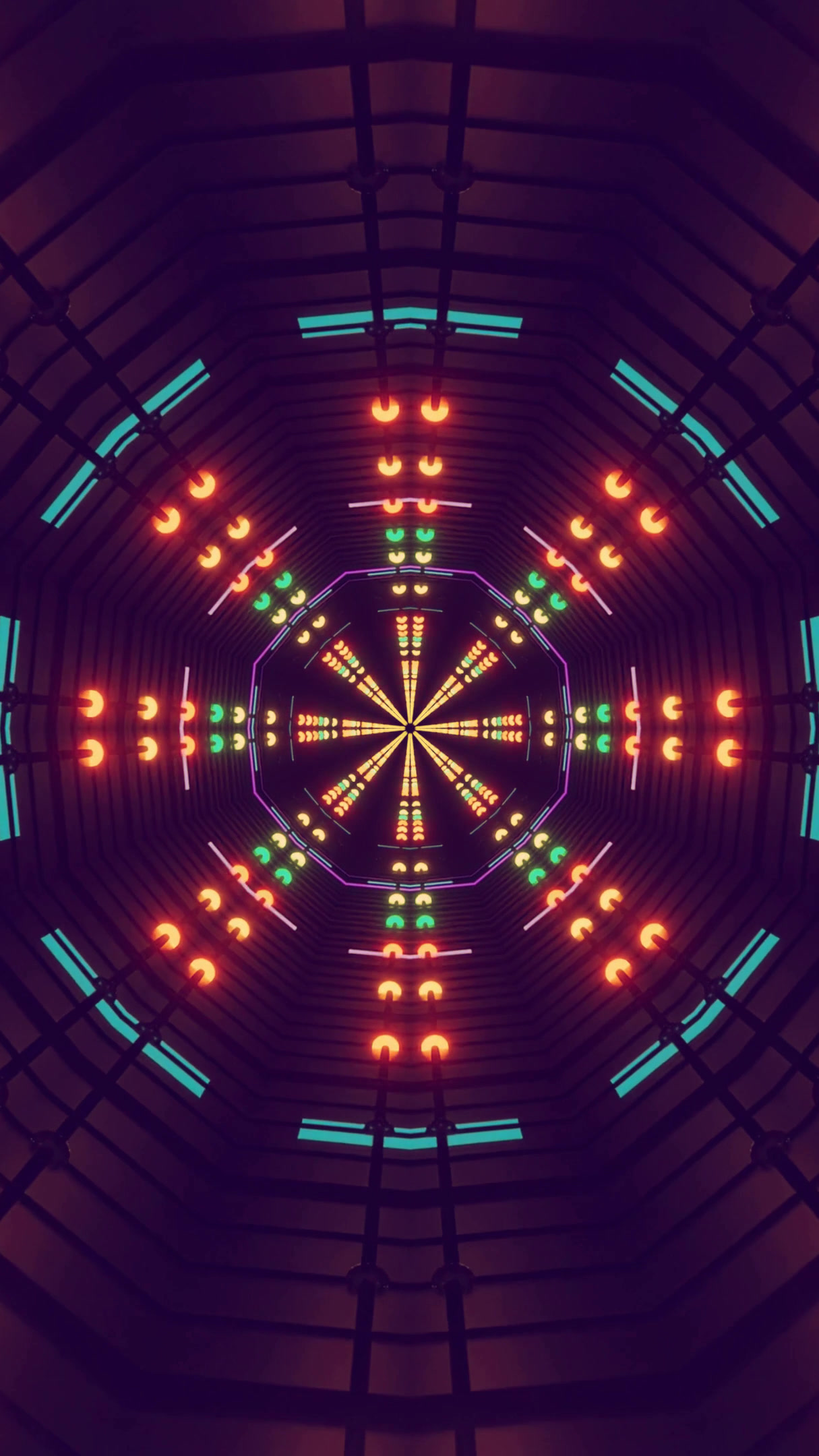 Colorful tunnel animation featuring vibrant lights in a seamless