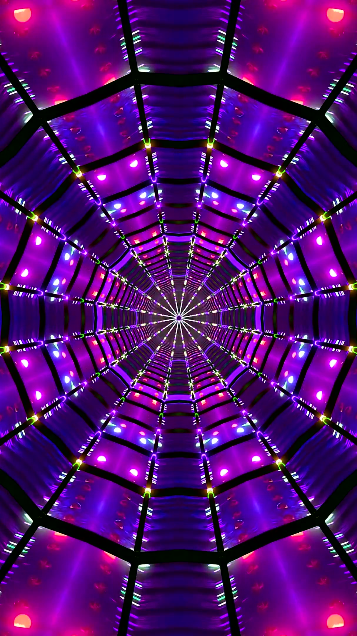 Endless tunnel video loop with vibrant lights creating a mesmerizing visual experience