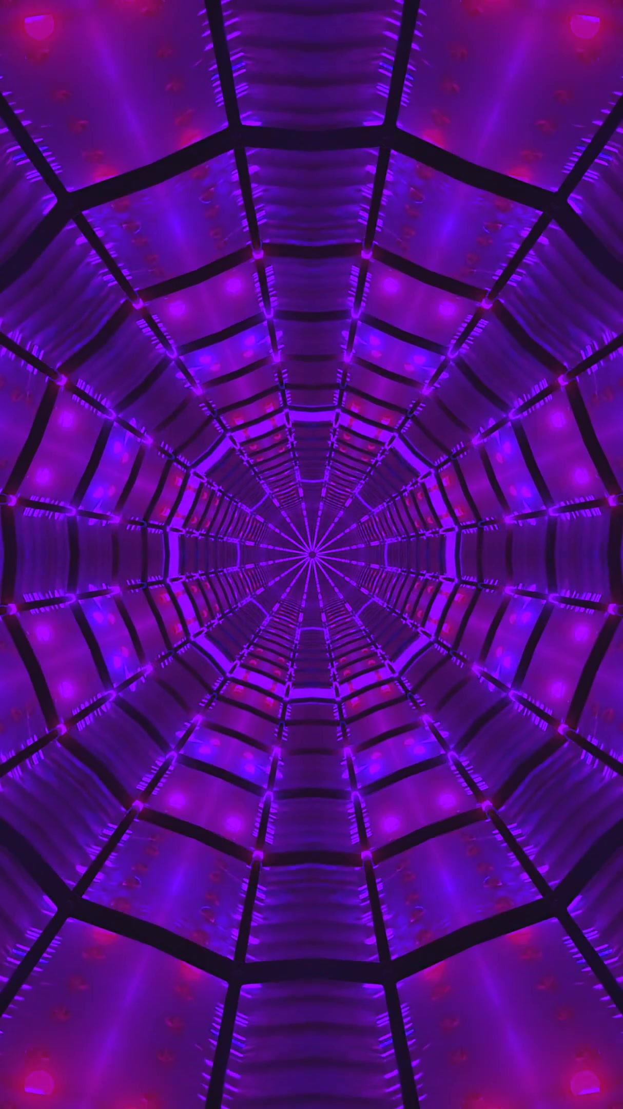 Seamless tunnel video loop with purple and pink hues for modern screensaver use