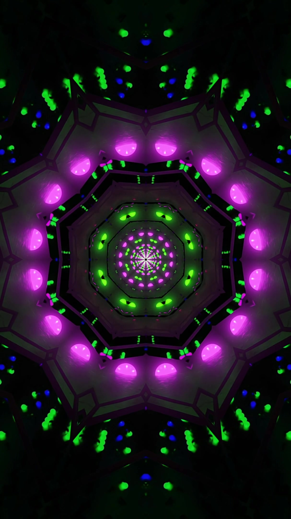 Seamless tunnel video vj loop displays vibrant colors with rotating patterns for mesmerizing visual appeal