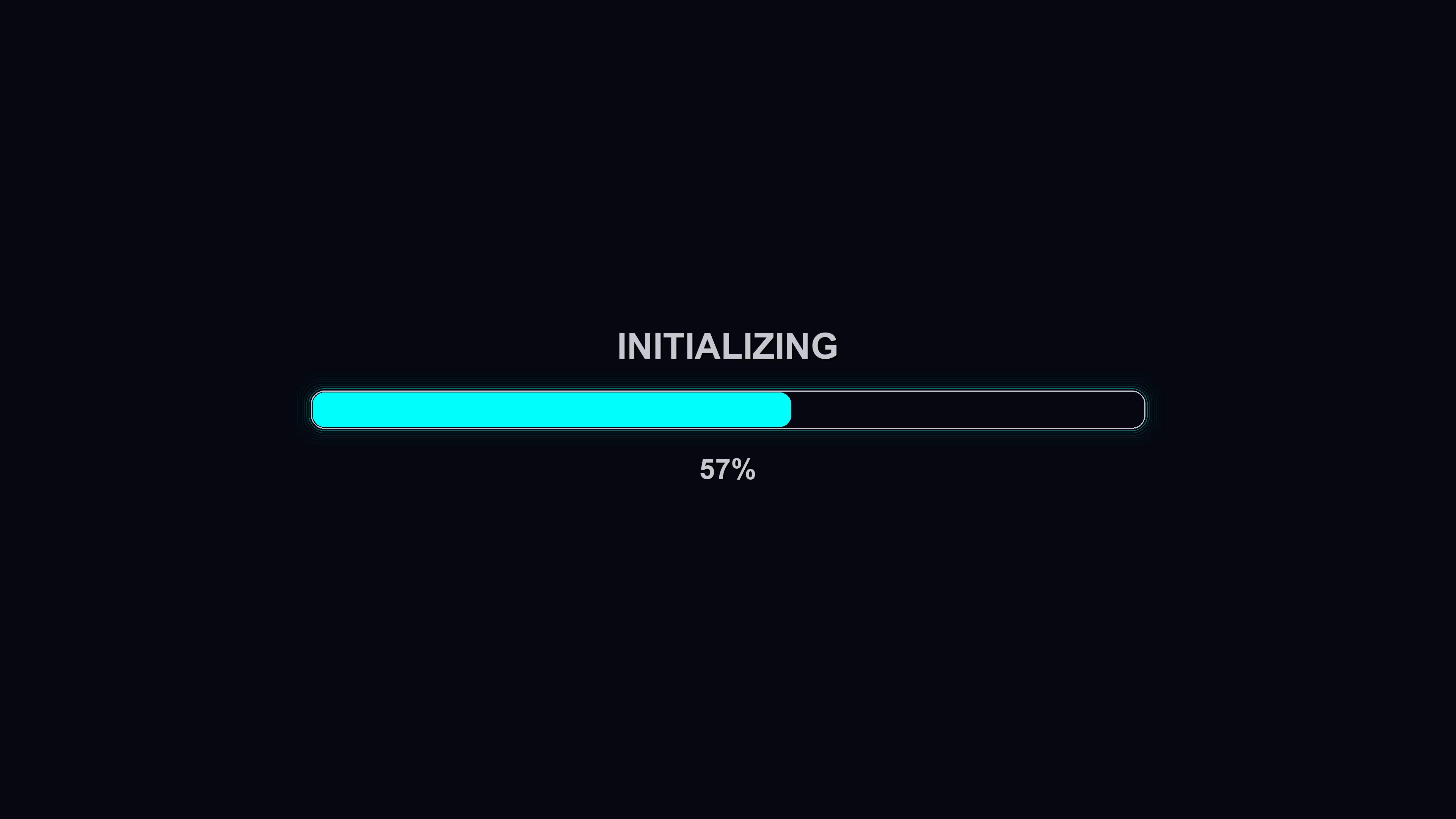 Stylish progressbar animation with vibrant colors showing initializing and loading status in a digital environment