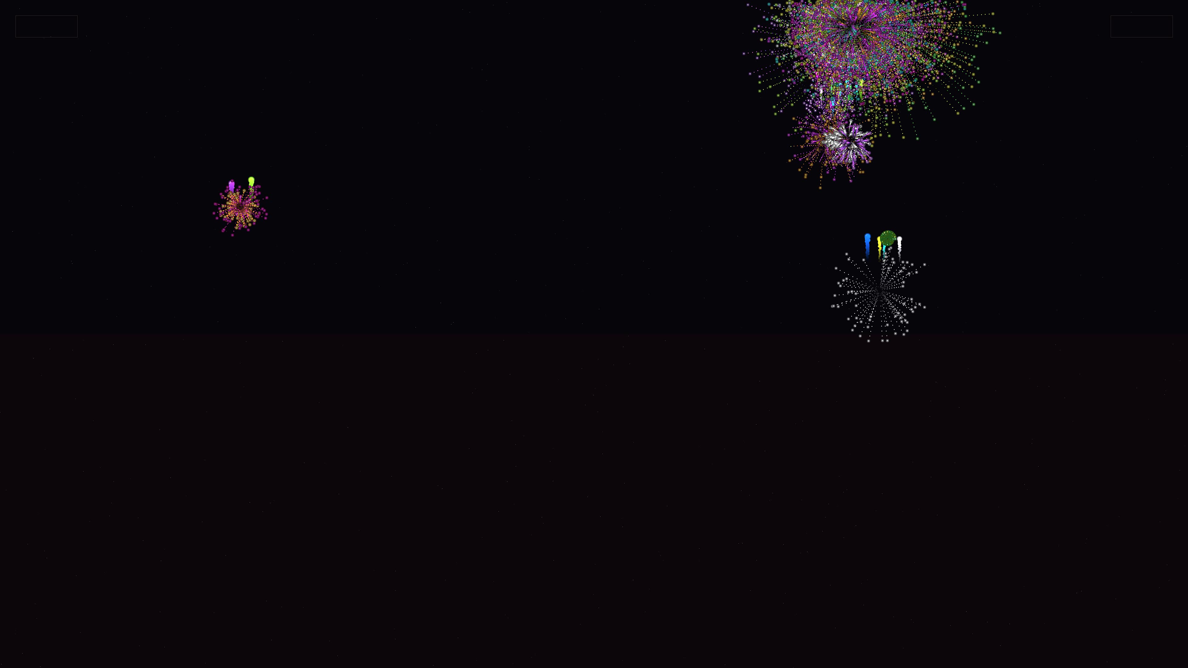 Neon glow effect firework display with glitter effect during night festivities in a city