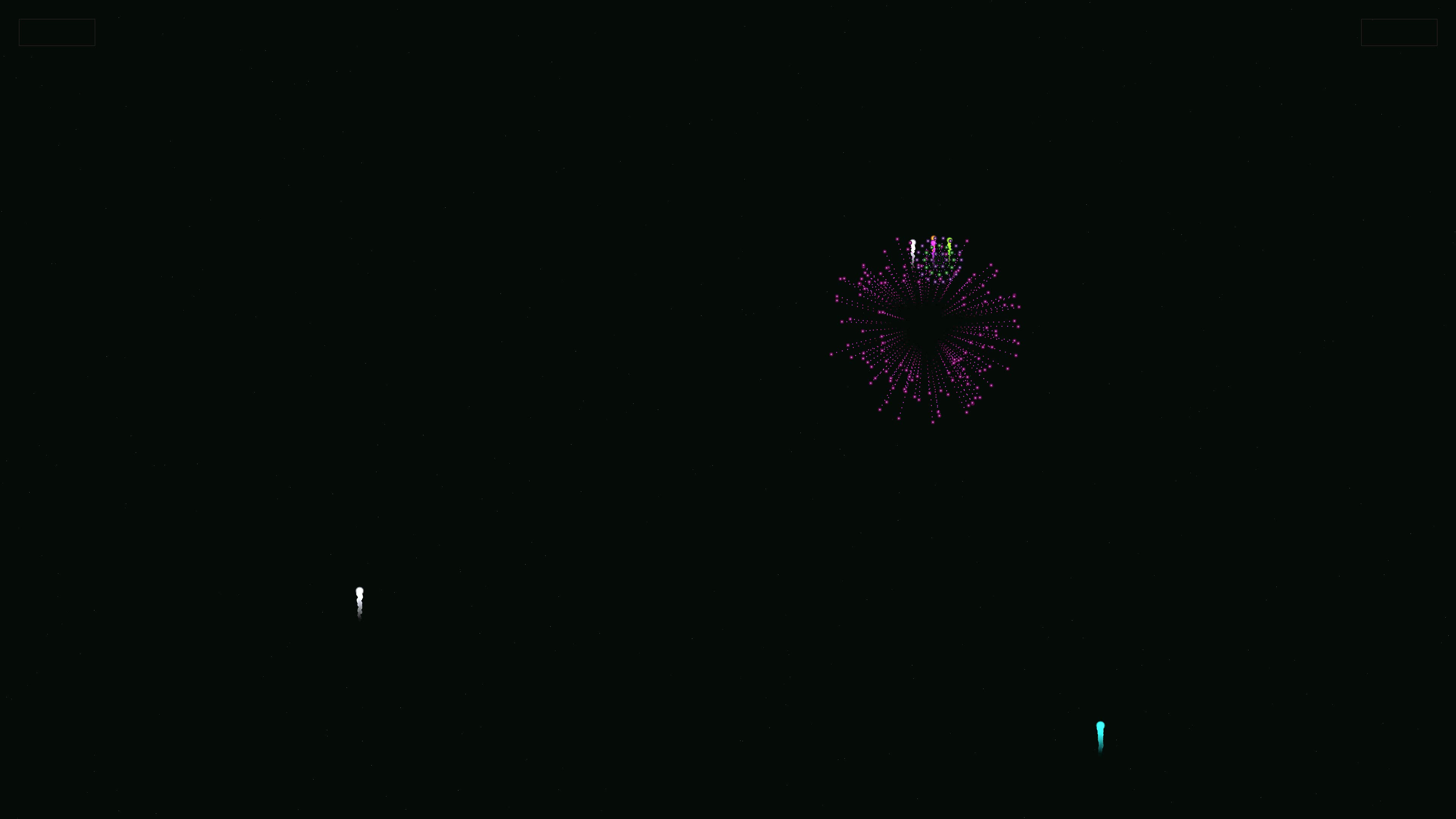 Neon glow effect firework display creates bright sparks and glitter in the night sky during festive celebration events