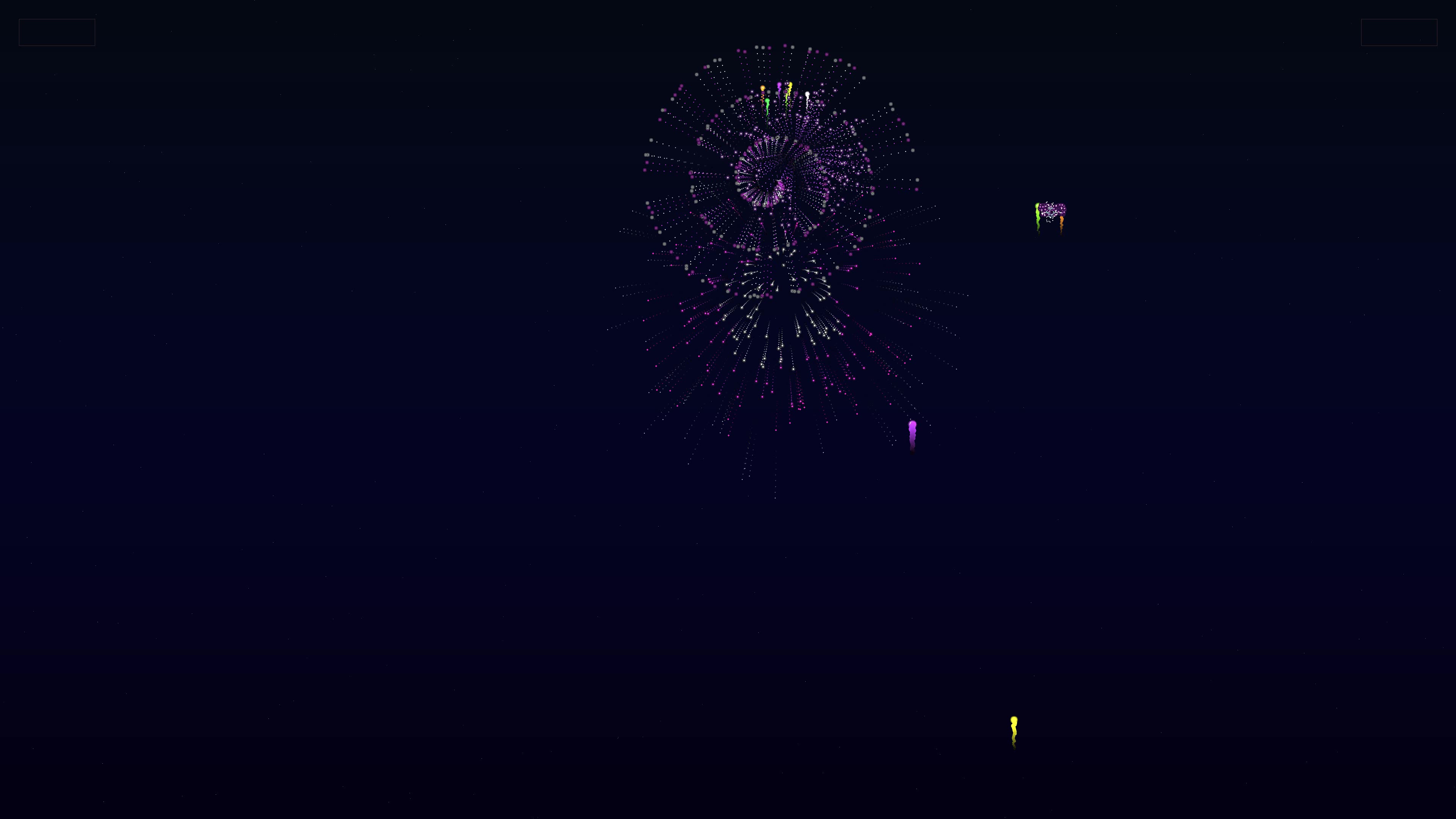 Neon glow effect firework with glitter effect during a nighttime celebration scene in a city park