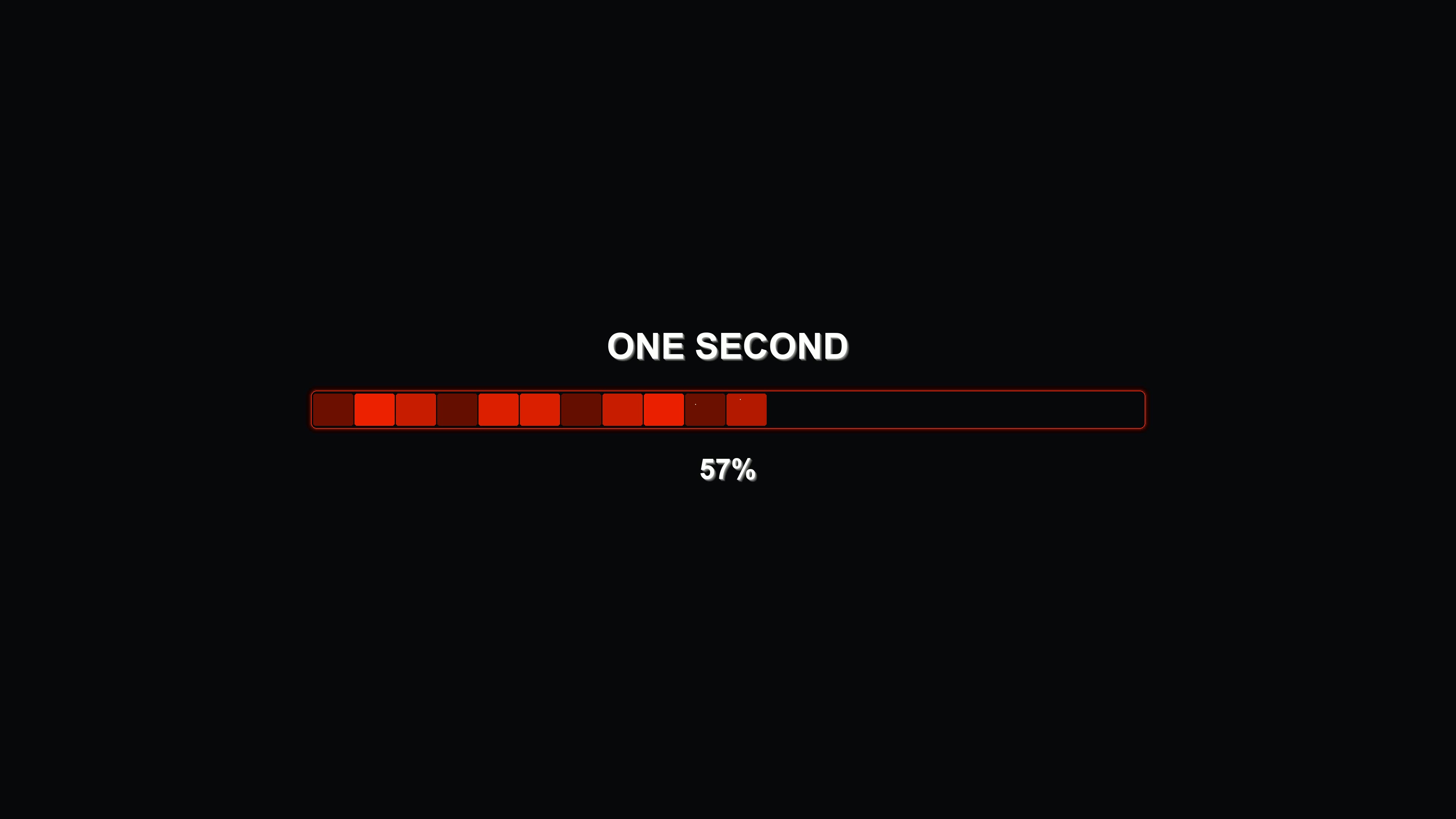 Progressbar animation shows waiting time for one second with visual indicators for completion in modern design on dark background