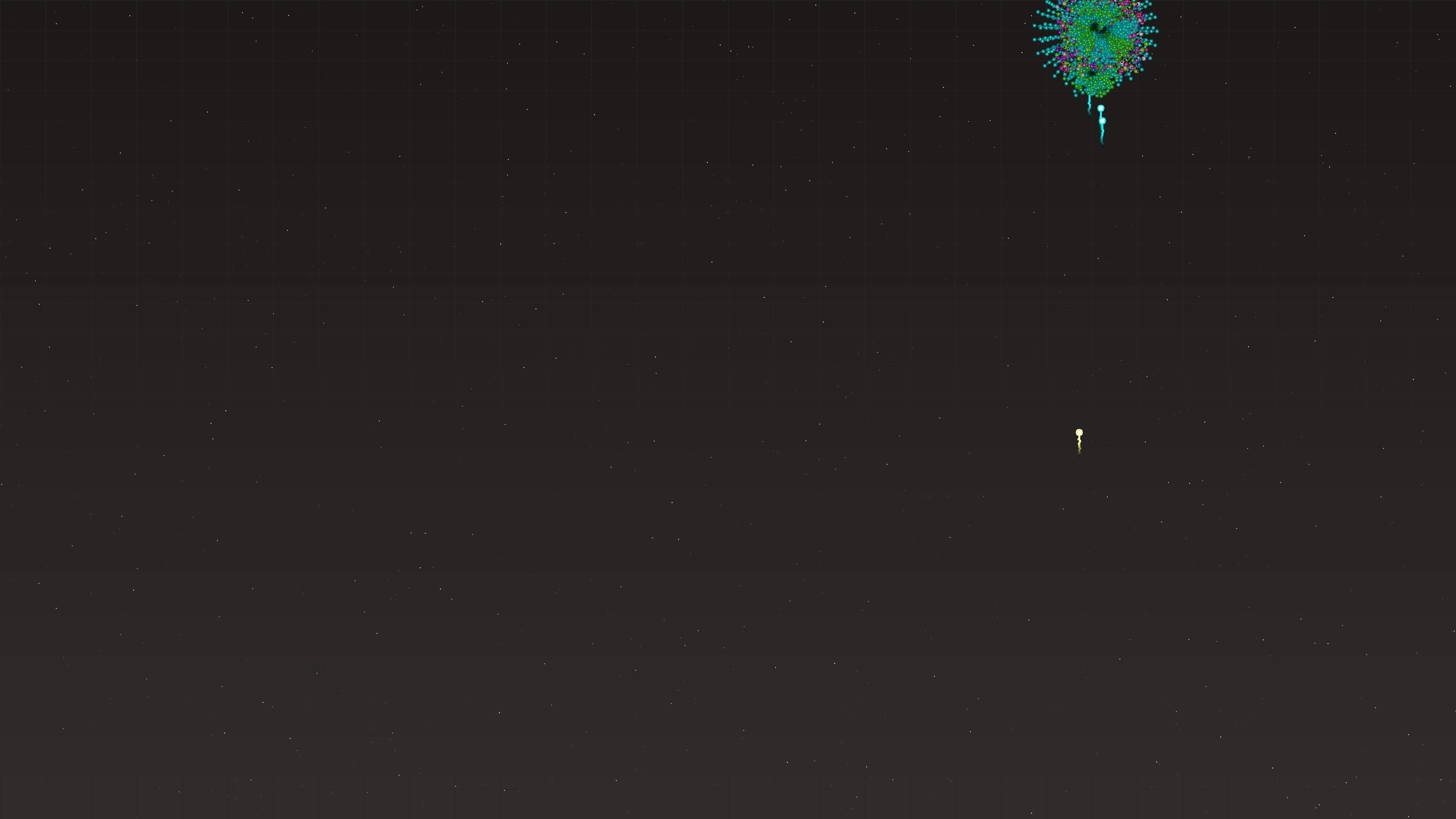 Neon glow firework display with glitter effect at night sky