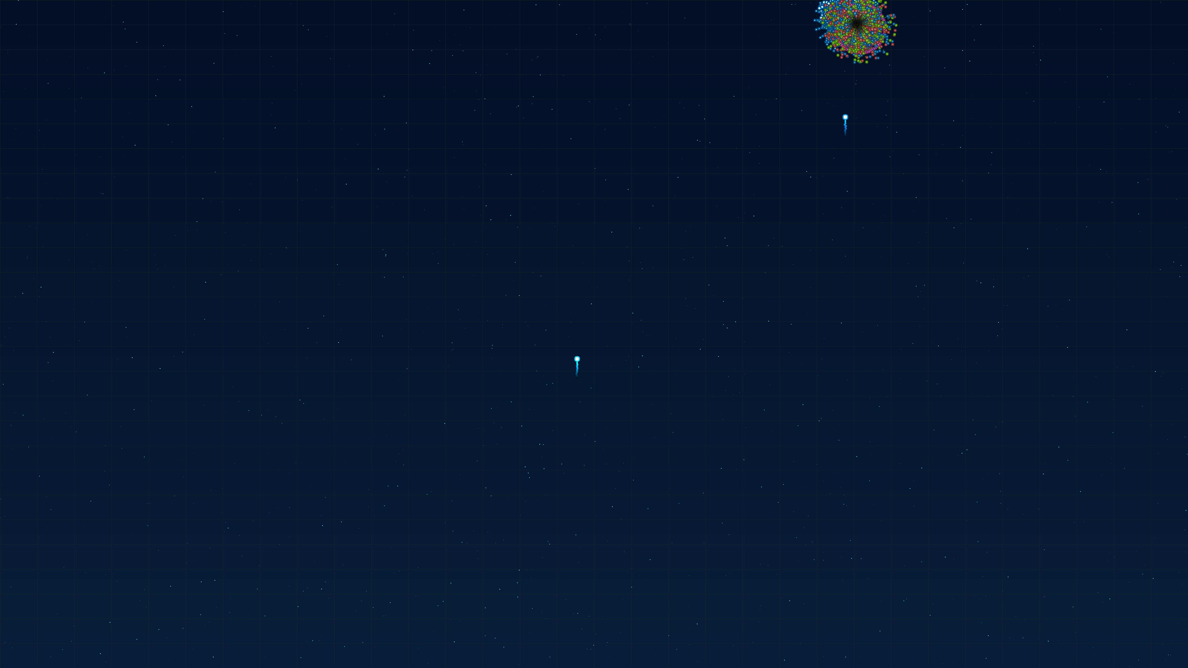 Neon glow firework display creates sparkles in the night sky above a city landscape during a celebration event