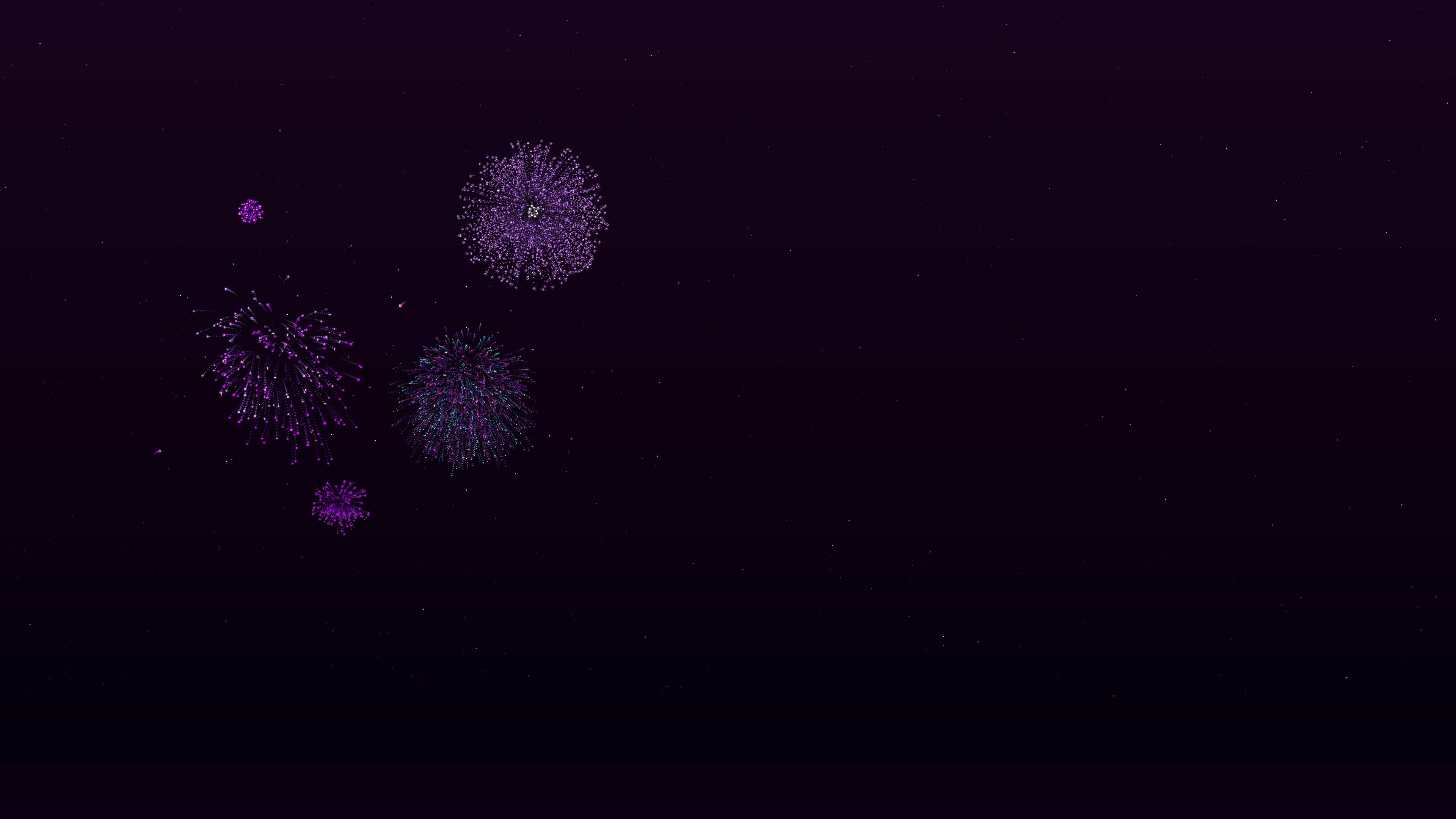 Neon glow effect firework display with glitter effect at night