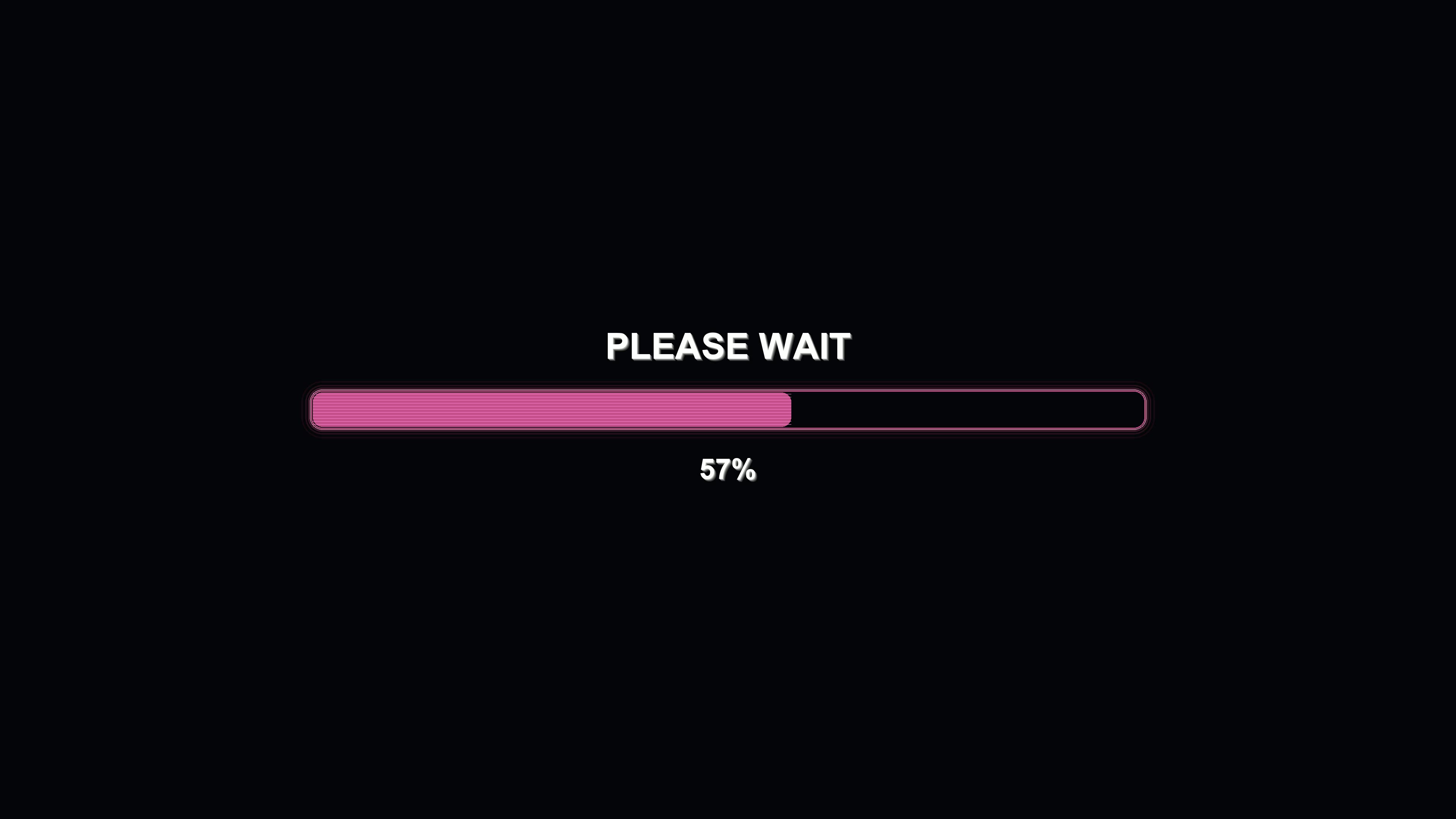 Progress bar animation showing completion with vibrant colors and clear message on a black background during loading sequence