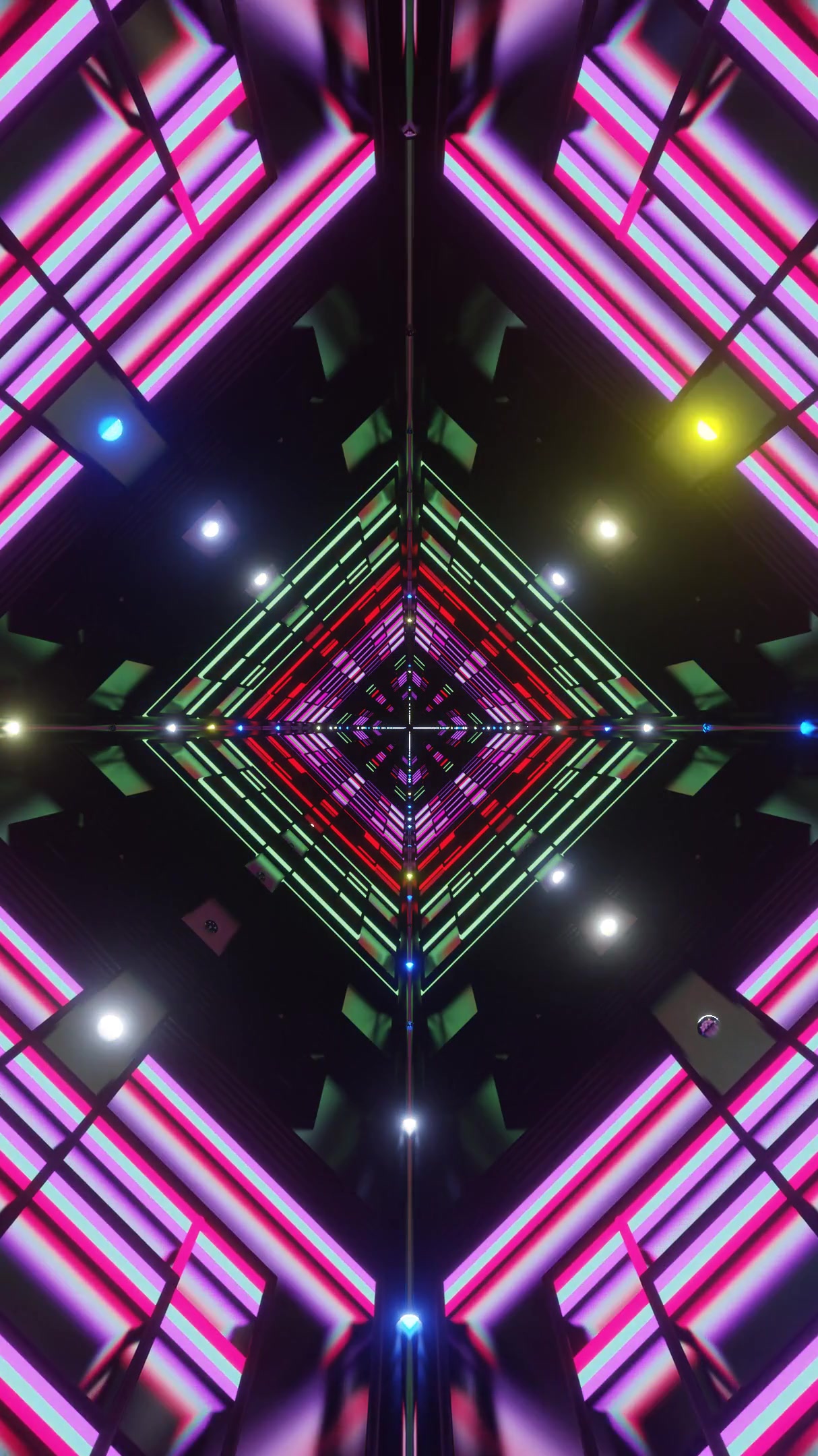 Mesmerizing tunnel video vj loop screensaver with vibrant neon lights creating a seamless experience of depth and motion
