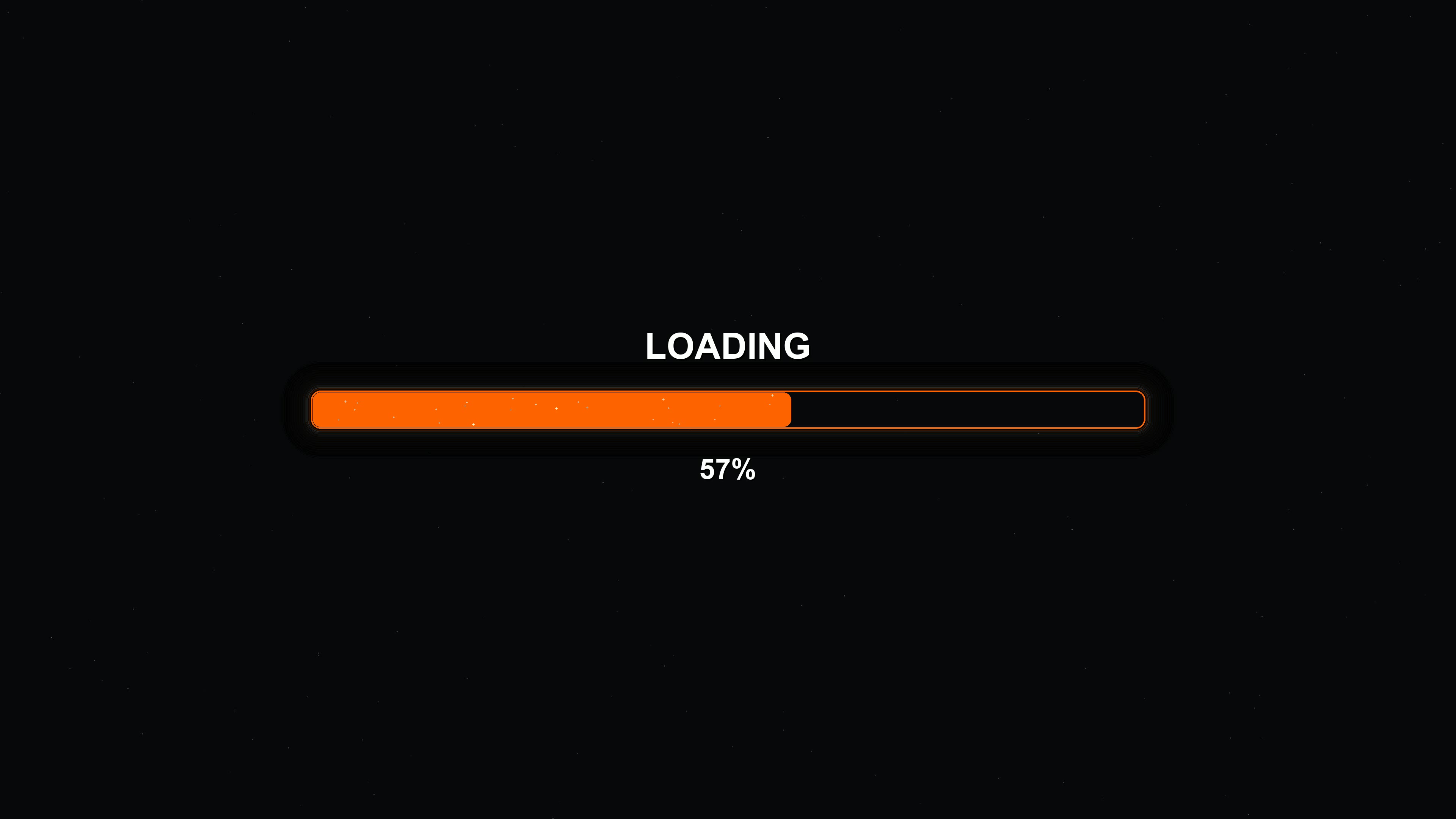 Modern progress bar animation showing loading status during a waiting period on a dark background with an orange indicator