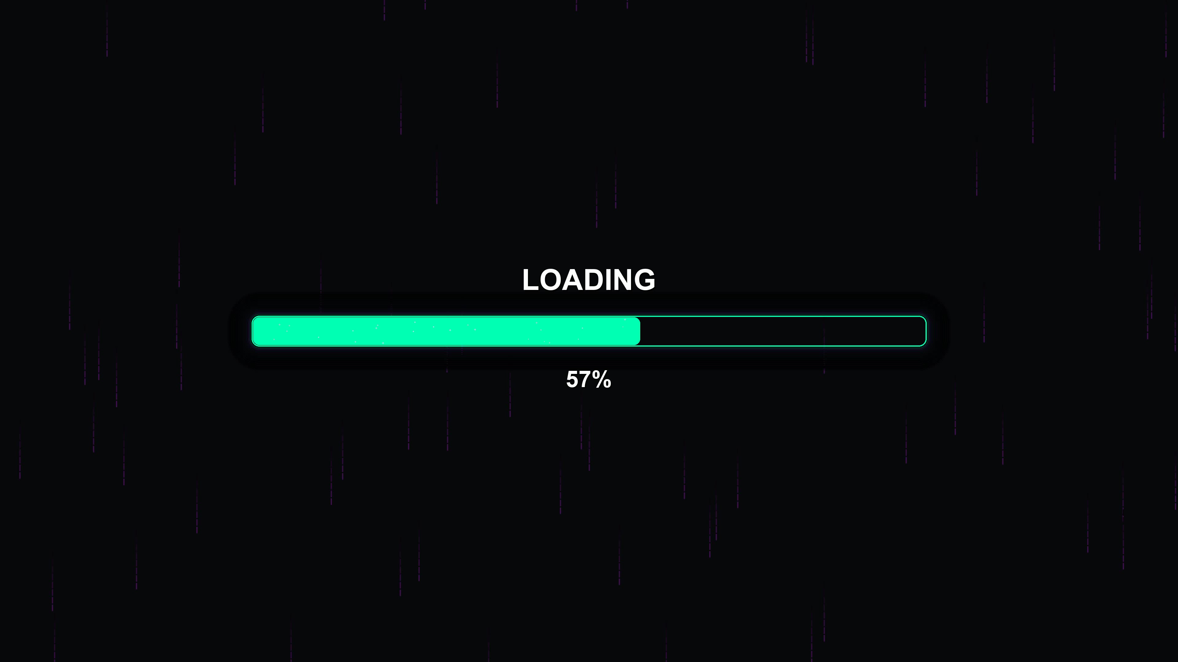Modern style progressbar animation for waiting periods that shows loading status with clear indication of 100 percent completion