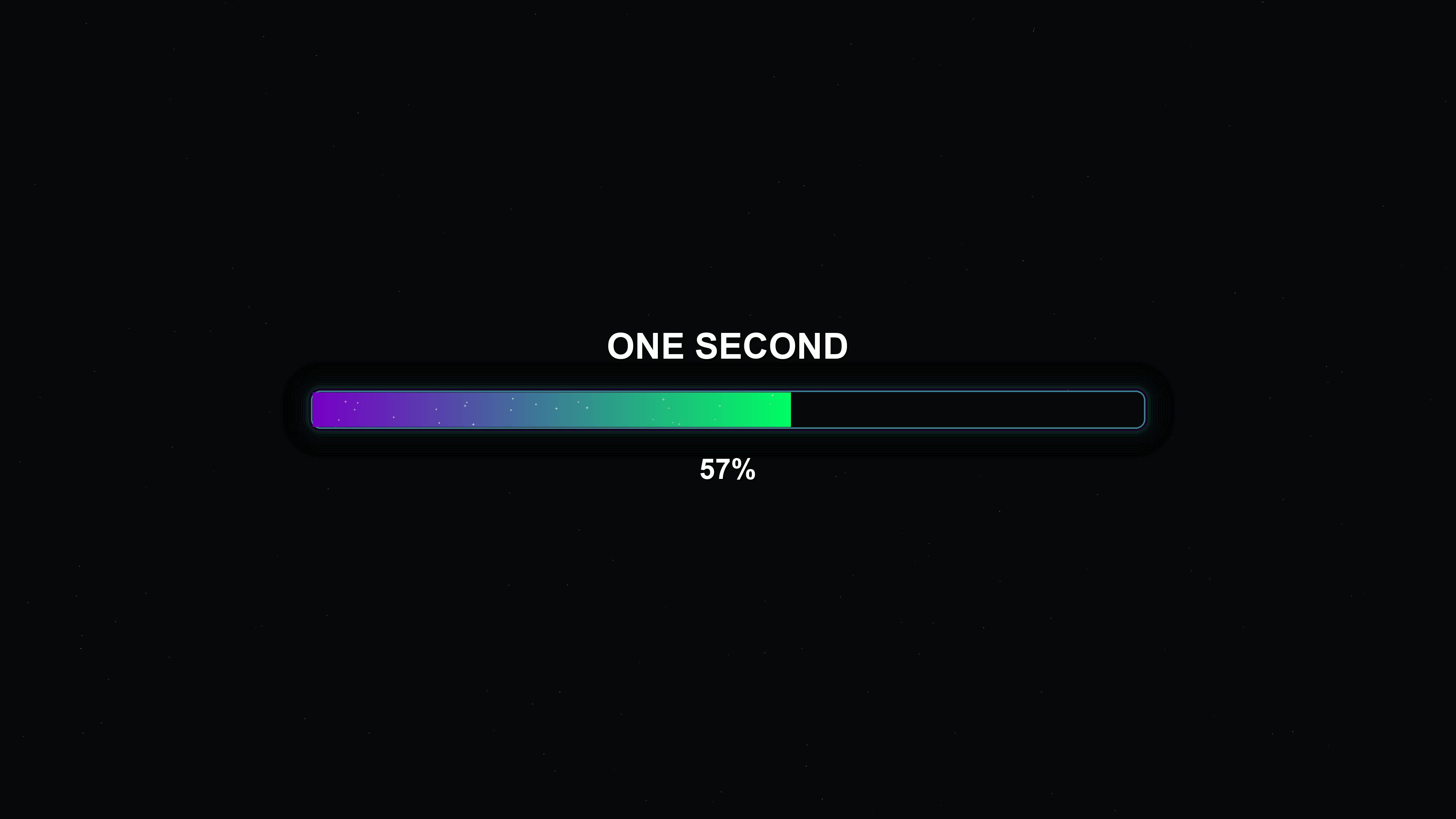 Modern progress bar animation shows loading status with time displayed for one second waiting period in a simple design