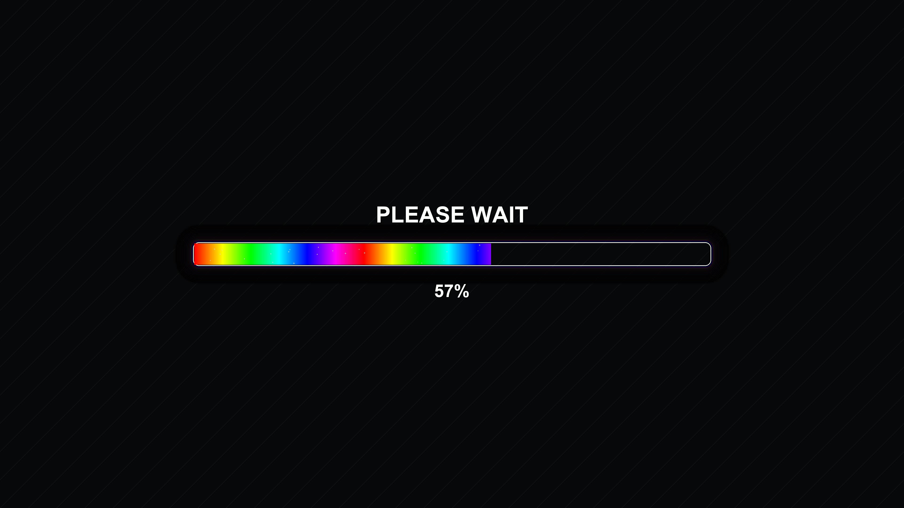Modern progressbar animation for waiting periods displayed on black background with colorful effects indicating loading status