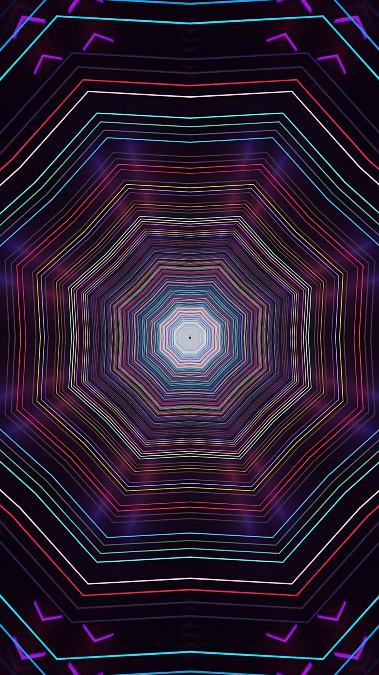 Dynamic tunnel video loop creates mesmerizing visual experience with flowing colors and patterns