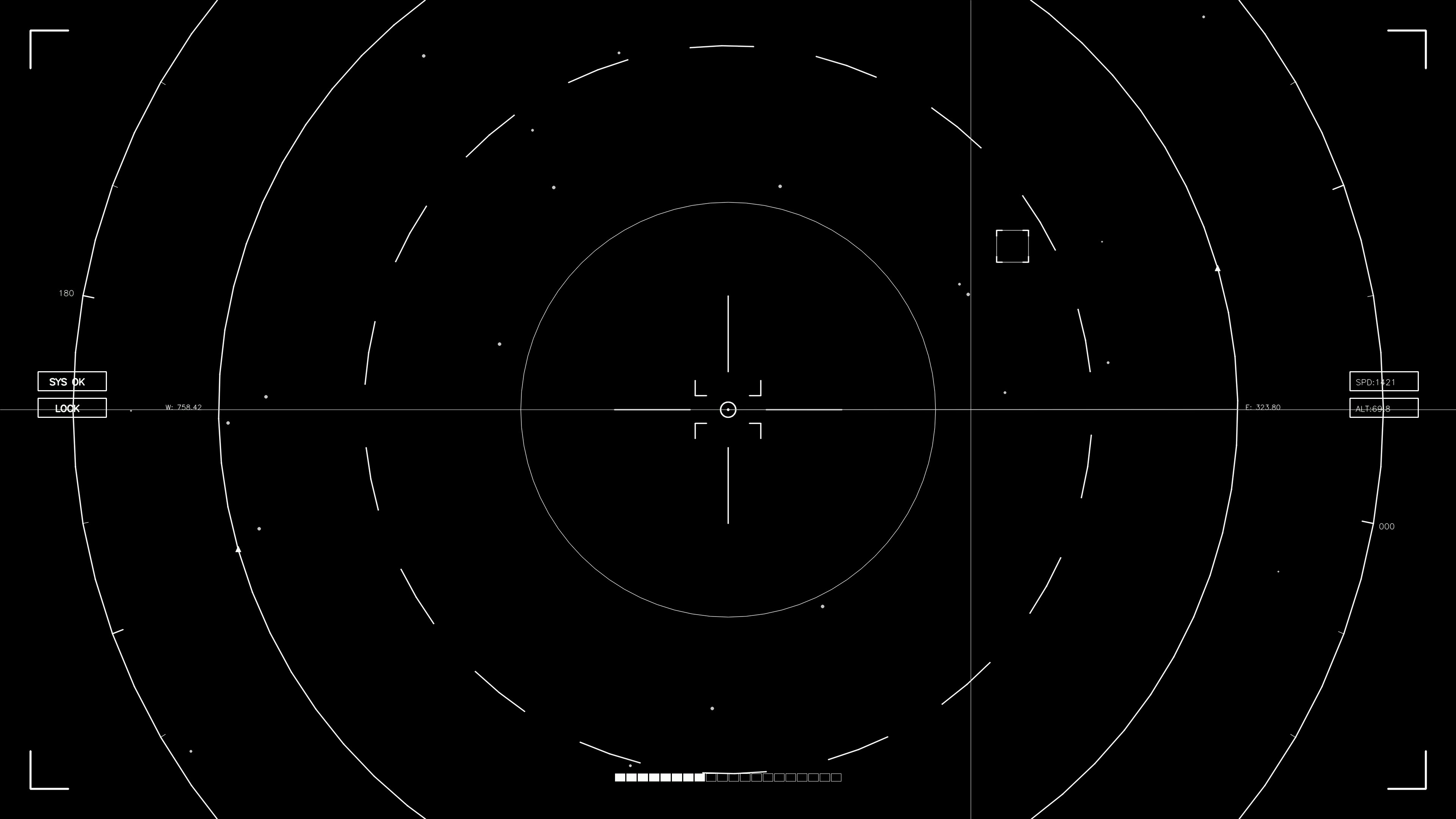 Hud elements animation for web design and sci-fi video projects featuring a radar style display with circles and targeting markers