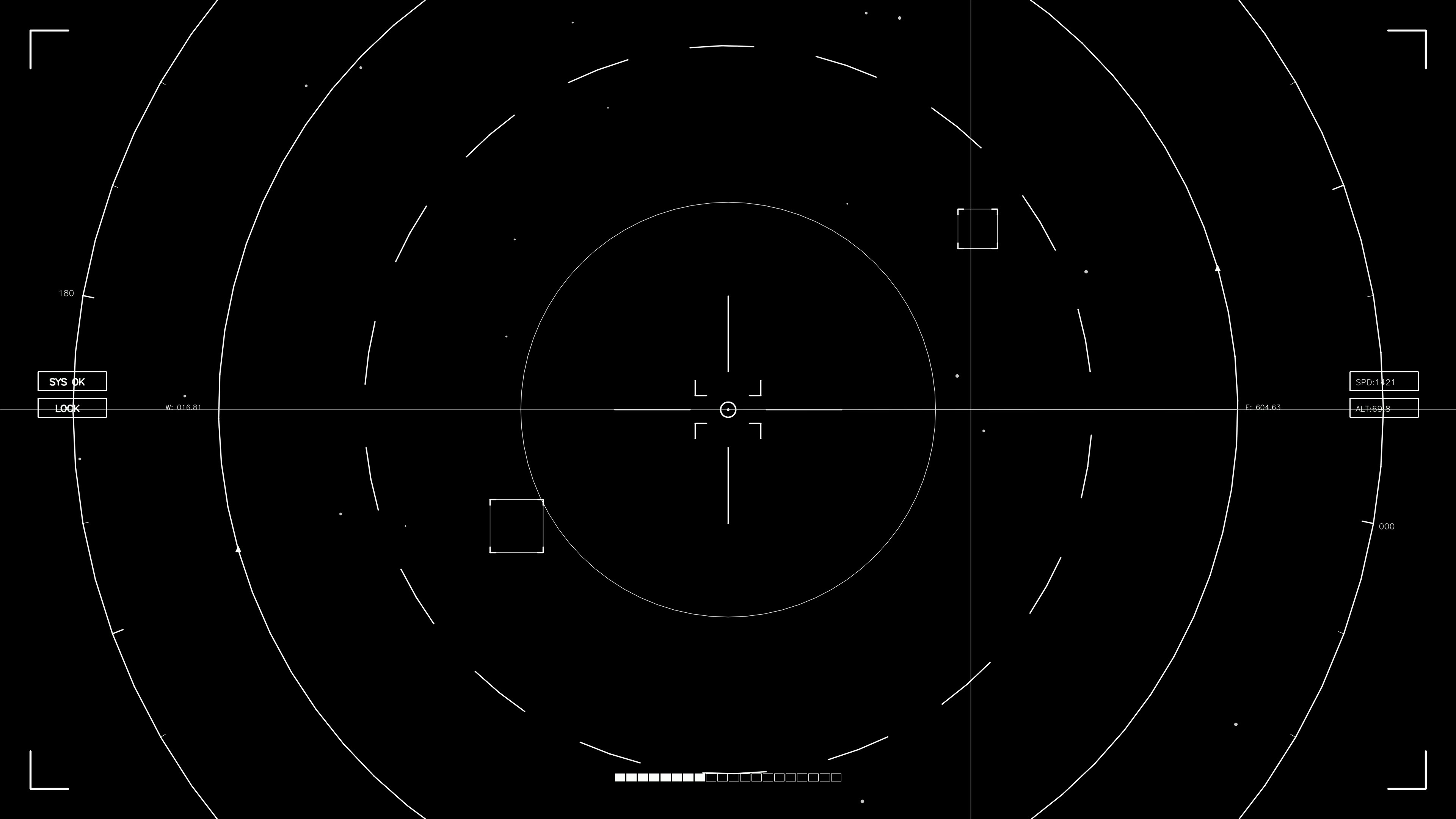 Hud elements animation for web designers and sci-fi video projects on dark background with simple geometric shapes