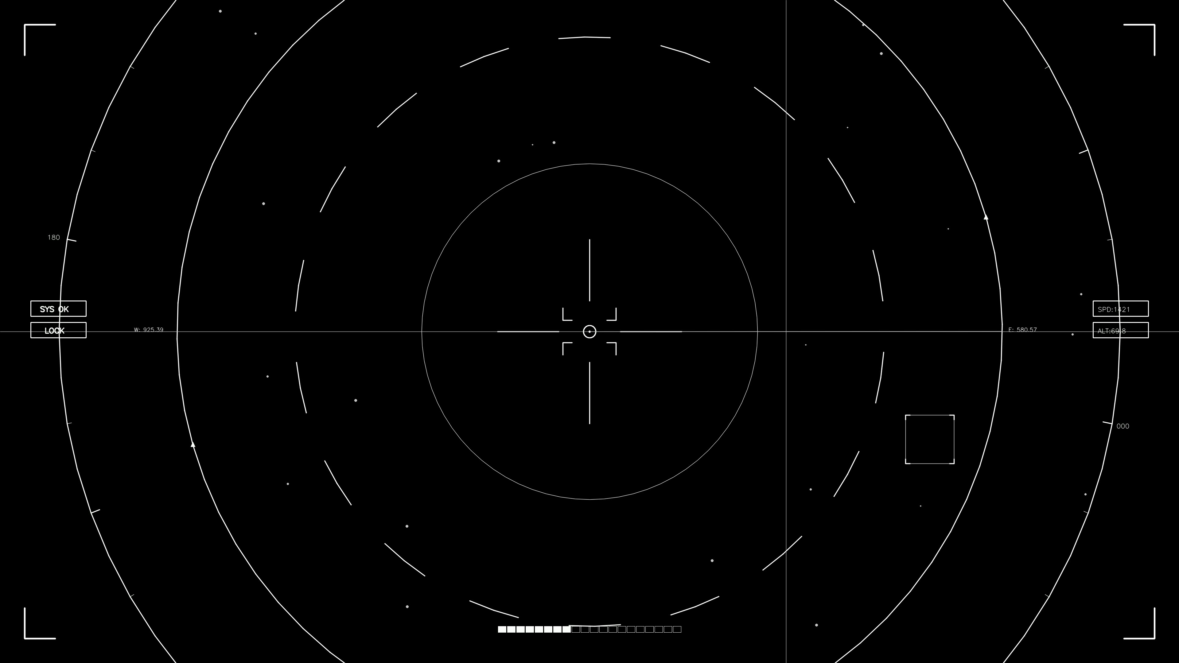 Hud elements animation for web designers and sci-fi video editors showing a circular target layout with grid lines and data points