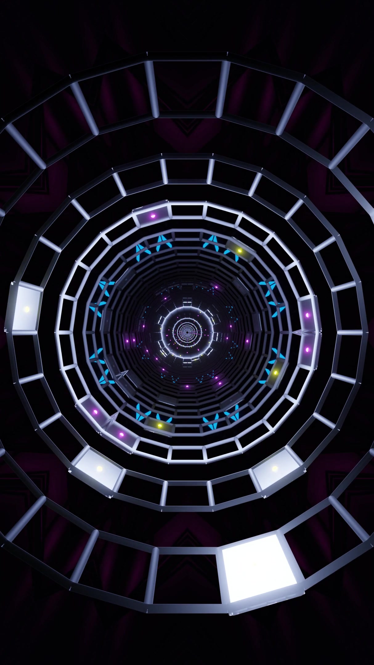 Dynamic tunnel video loop creates a mesmerizing visual experience with vibrant colors and patterns