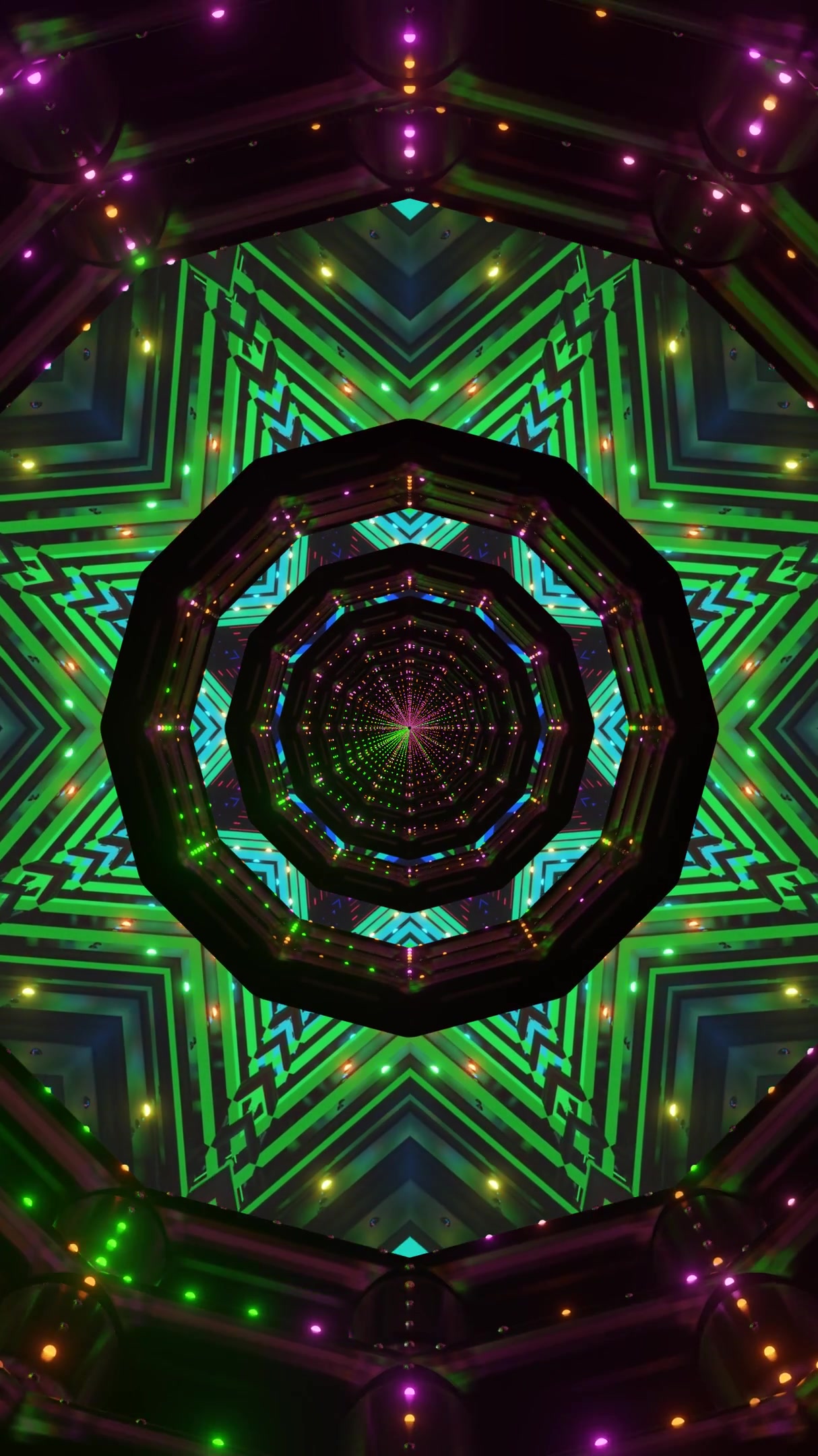 Seamless tunnel video loop displaying dynamic colors and patterns for mesmerizing screensaver experience