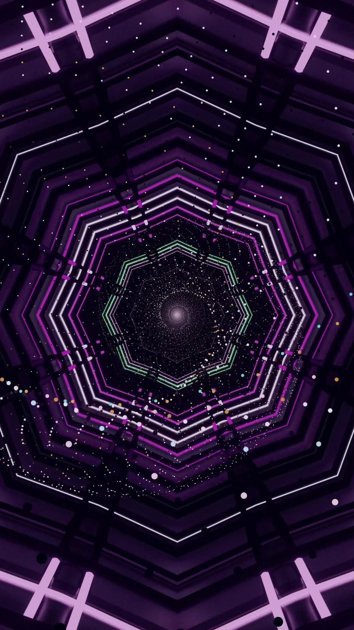 Seamless tunnel visual loop for video art display creating a vibr