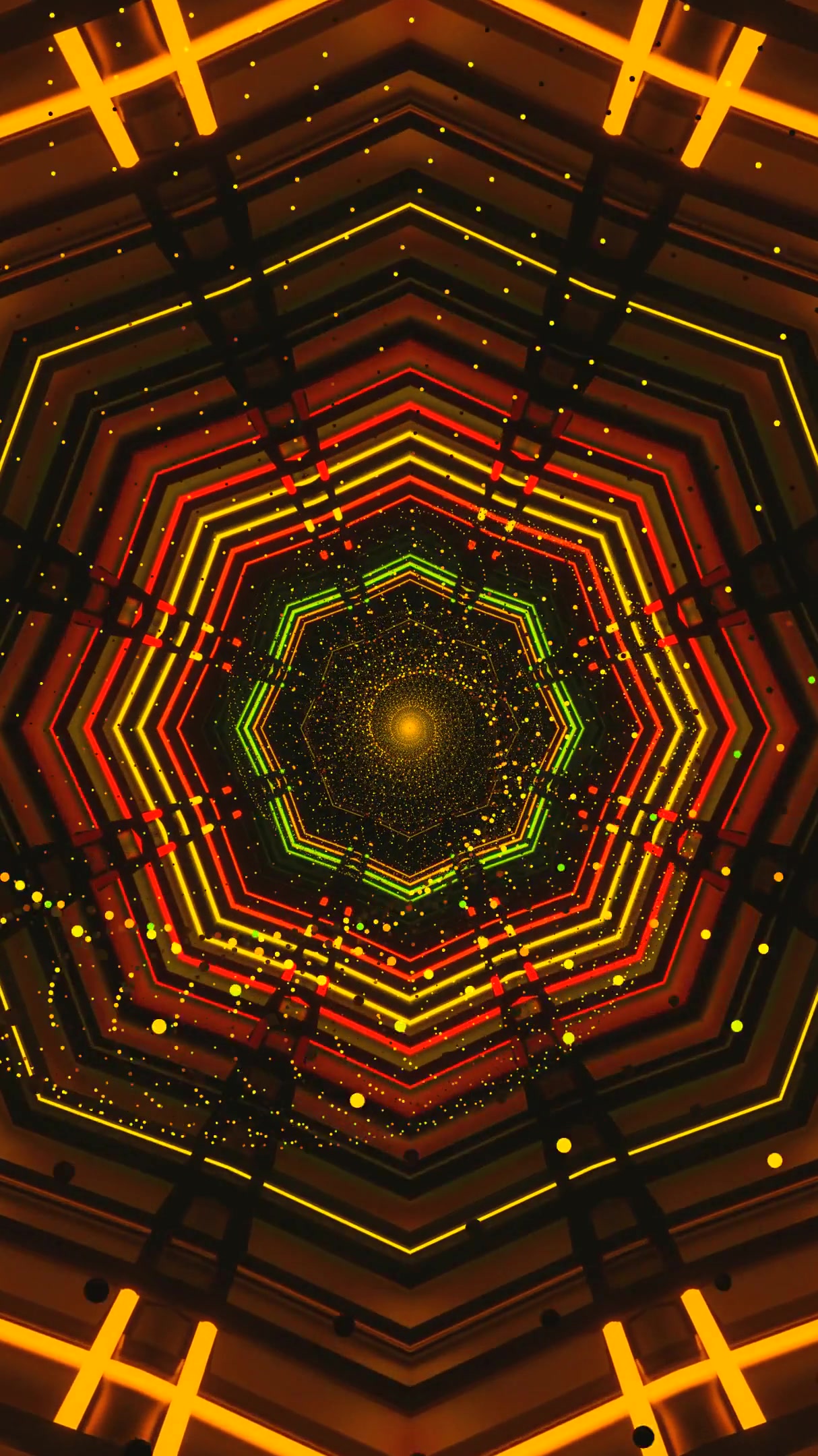 Seamless tunnel video loop displaying vibrant colors and patterns in a mesmerizing light show