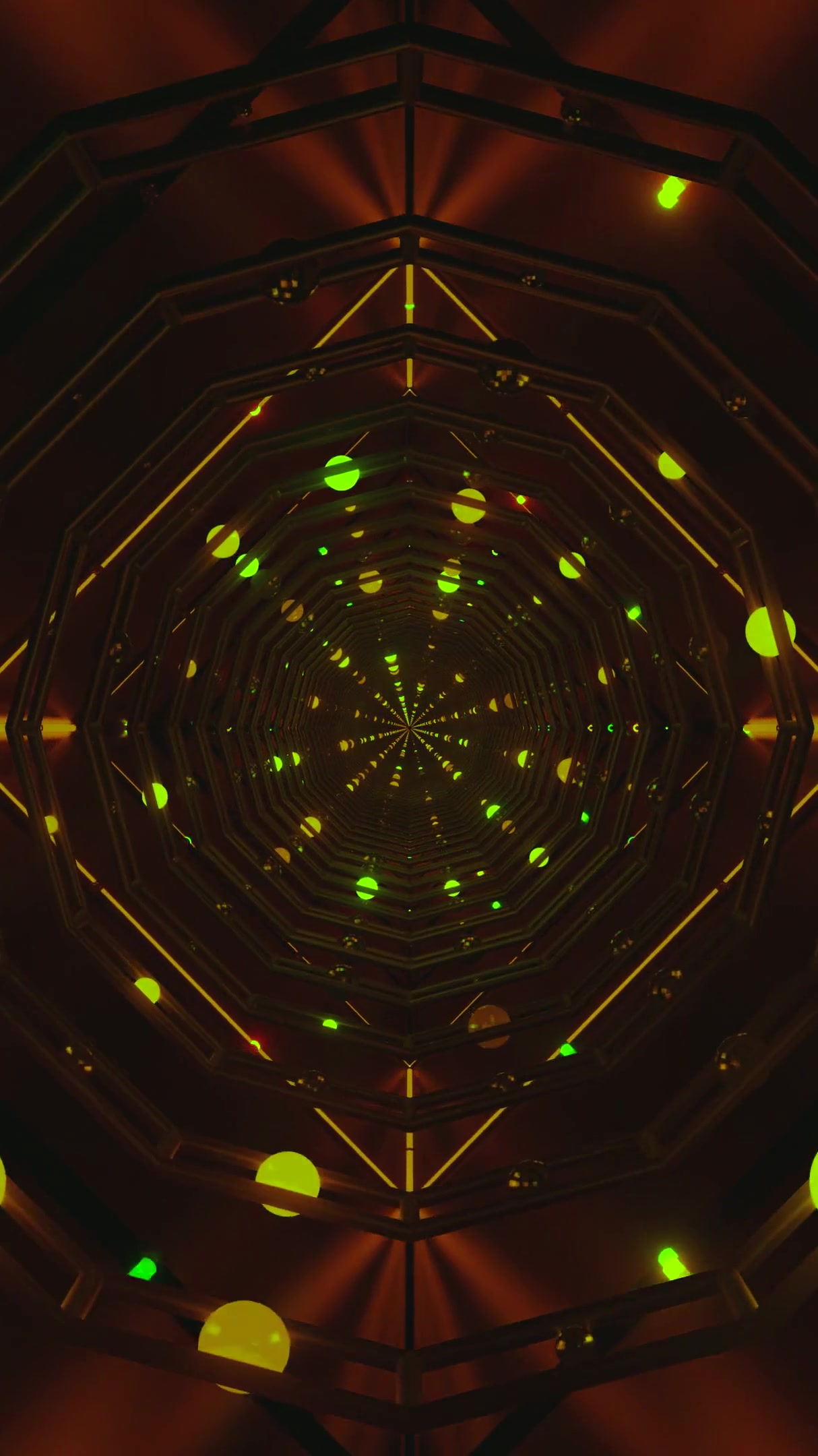 Seamless tunnel video loop featuring vibrant green lights in a mesmerizing spiral effect