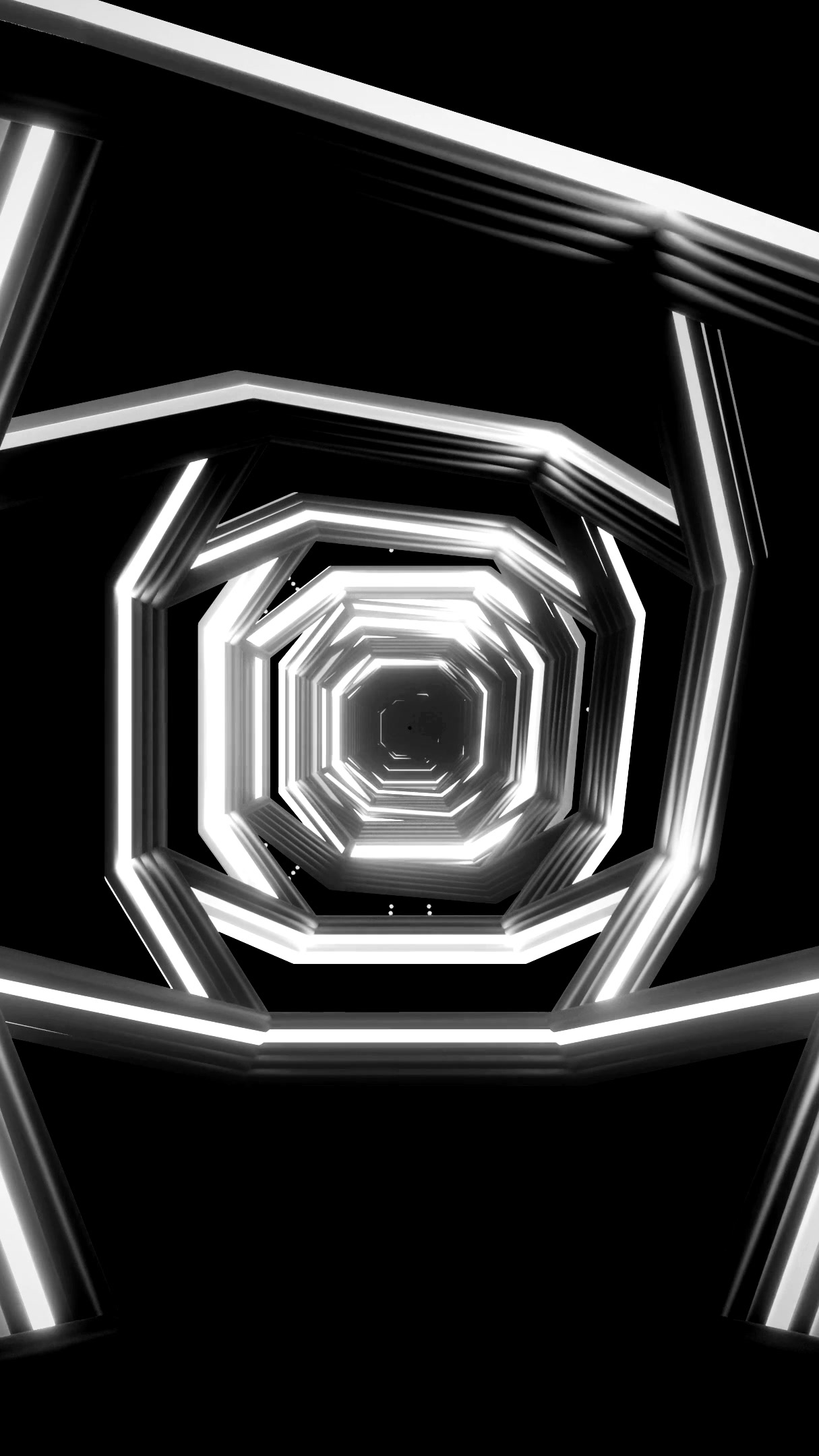 Seamless tunnel video loop experience with geometric patterns and light effects for visual relaxation