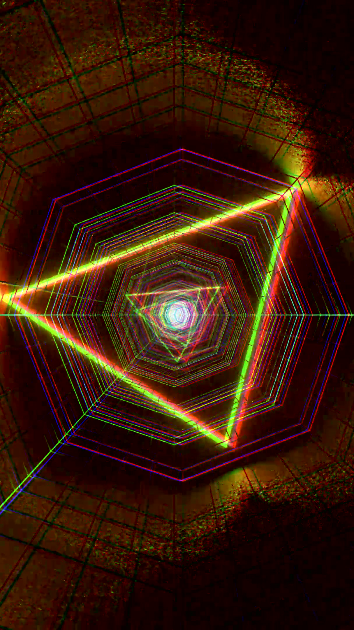 Endless tunnel video loop with vibrant colors spinning around a c