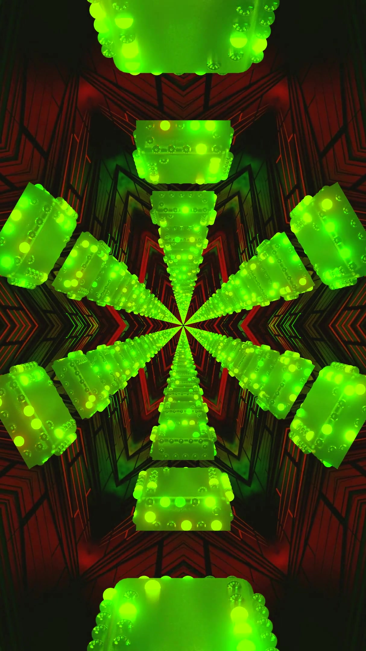 Tunnel video vj loop screensaver that captivates with vibrant gre