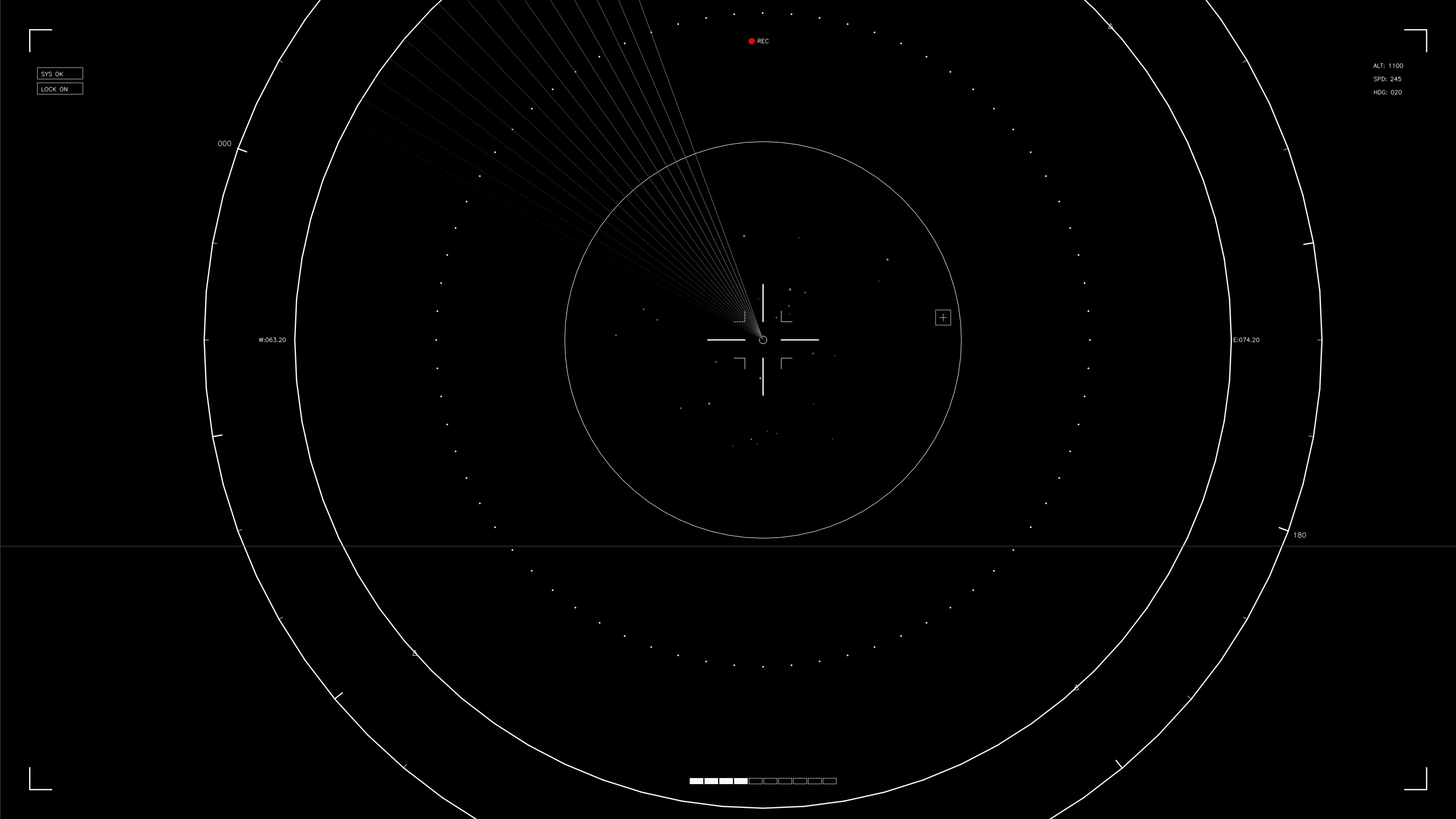 Animation showing hud elements for web designers and video editors in a sci-fi setting with radar and grid design