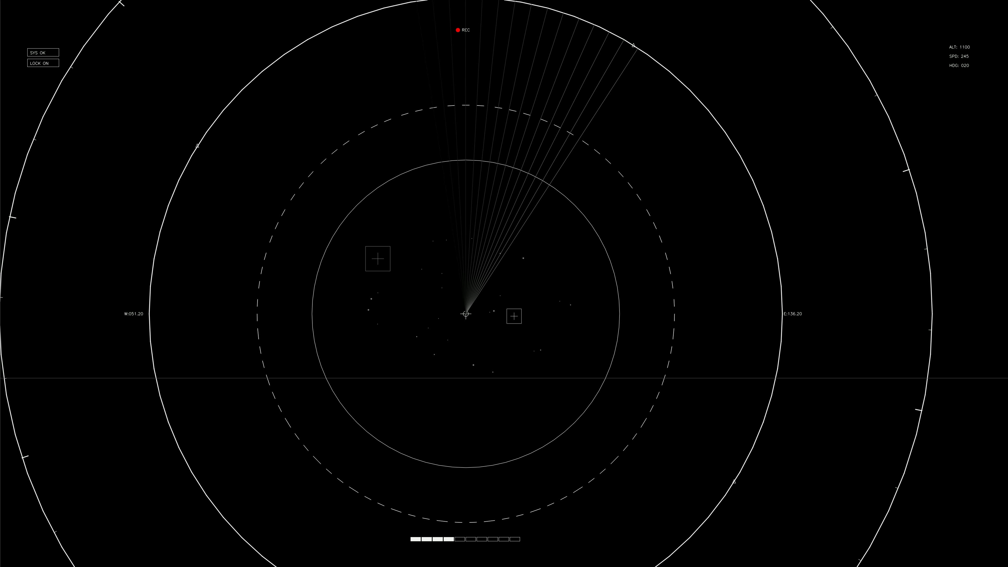 Hud elements animation for web design and sci-fi video editing at night with circular patterns and light beams