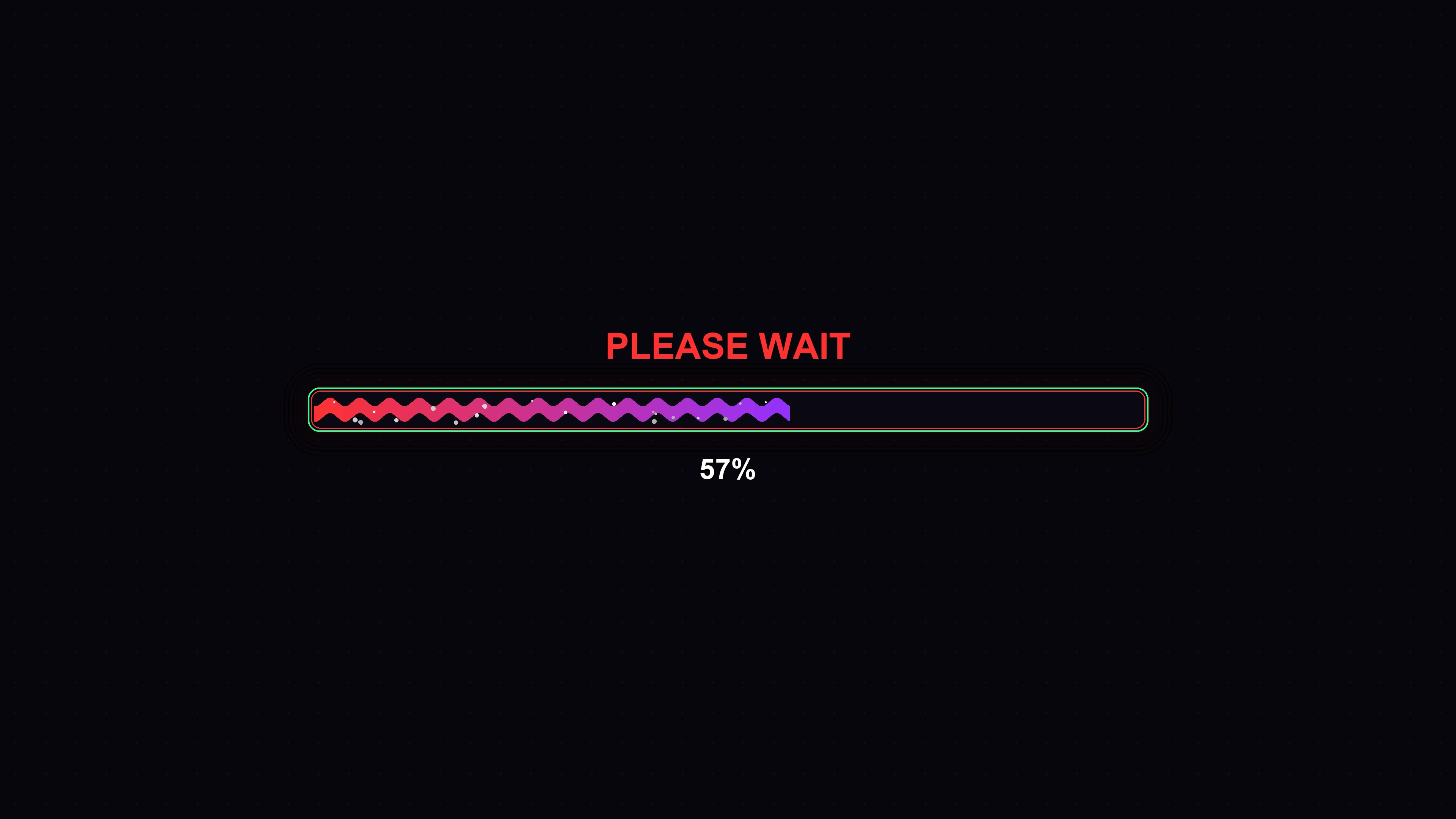 Stylish modern progressbar animation with vibrant colors showing a loading screen and a message to please wait