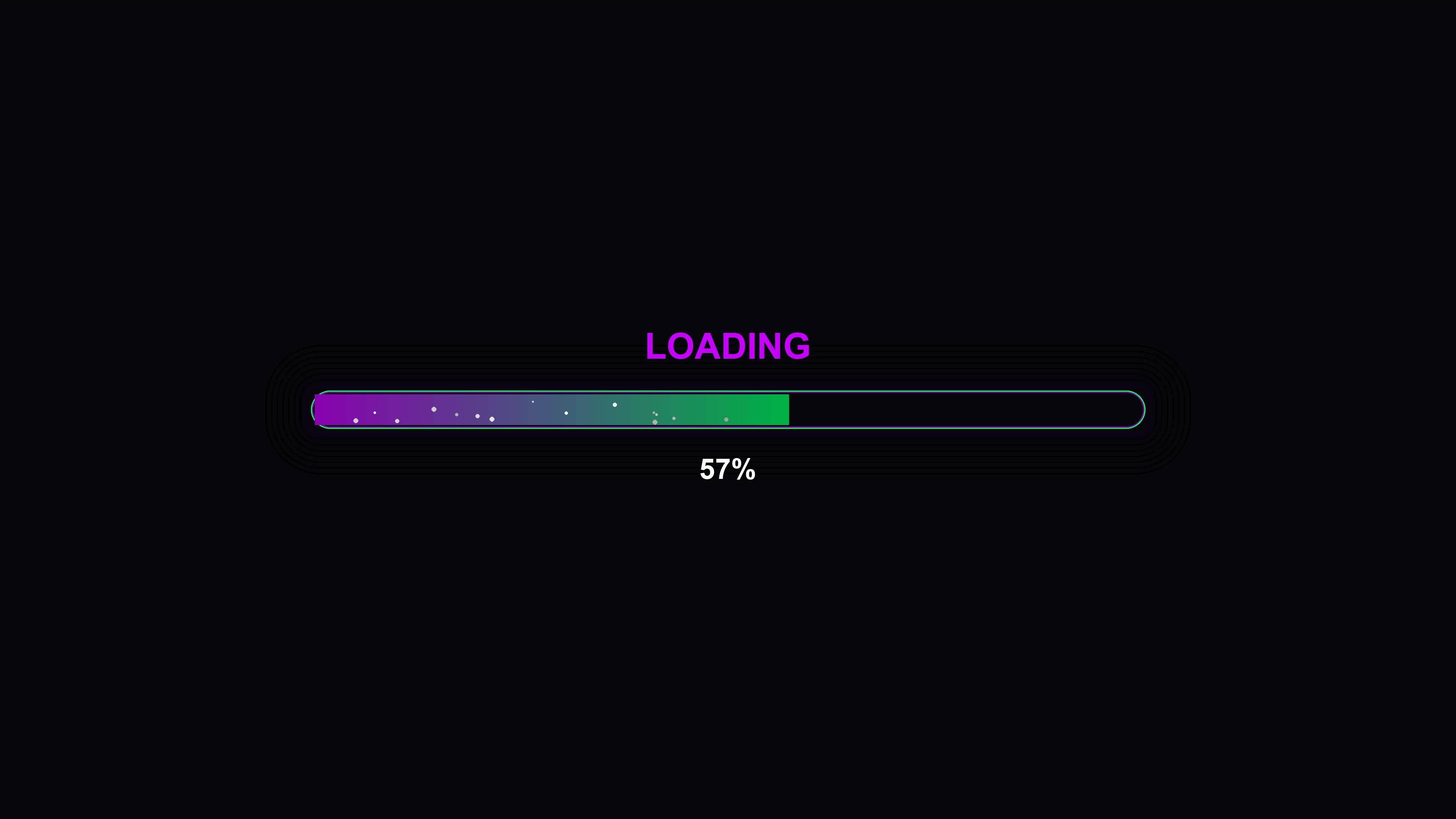 Modern progress bar animation shows completion with vibrant colors and design on a black background to indicate loading status for digital content