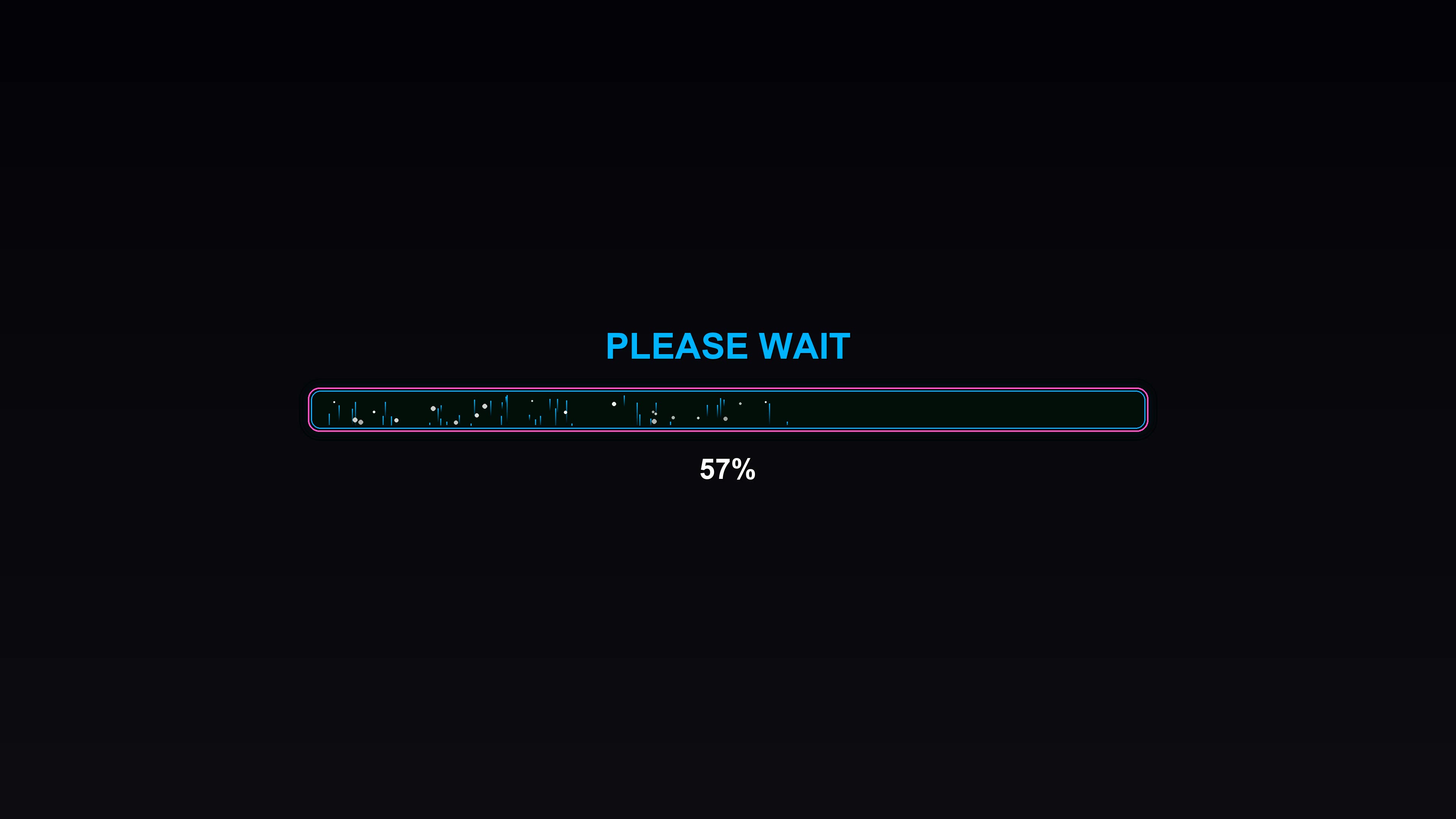 Progress bar animation shows loading status with vibrant colors and modern design on a dark background