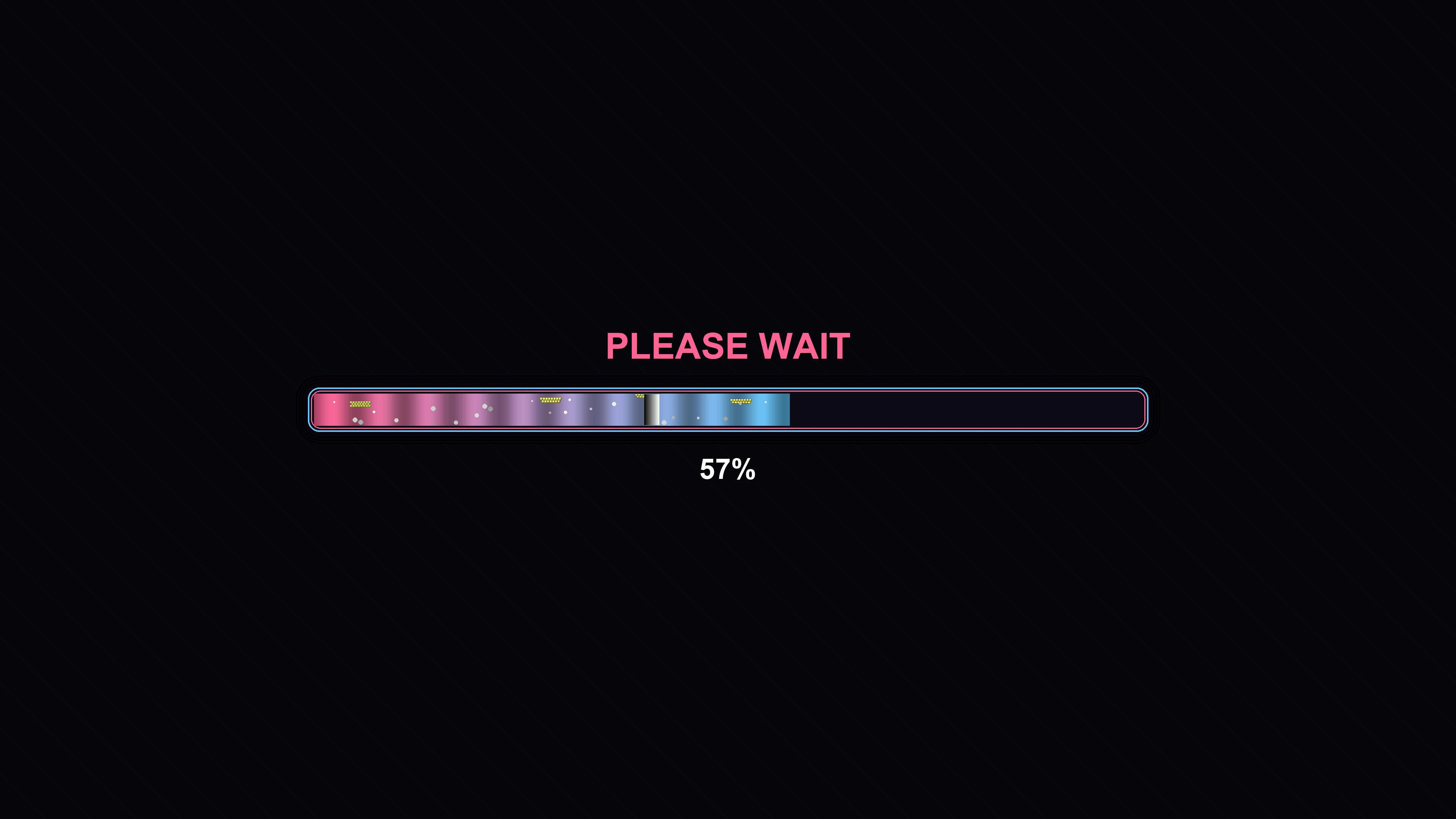 Modern progressbar animation shows colorful loading sequence with clear message and progress indication for users waiting