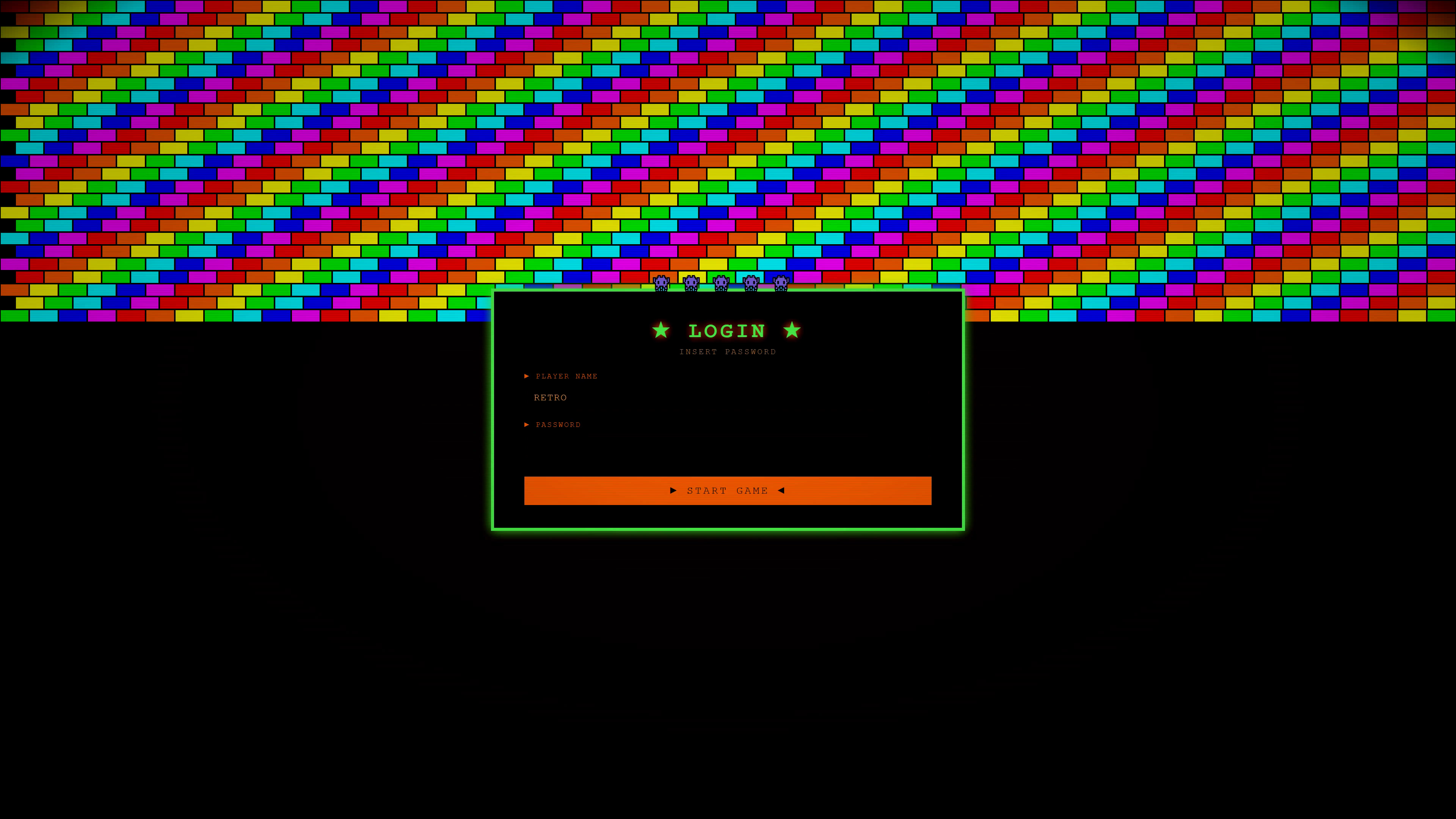 Animation shows admin computer login screen being hacked with colorful glitch effects and visual noise