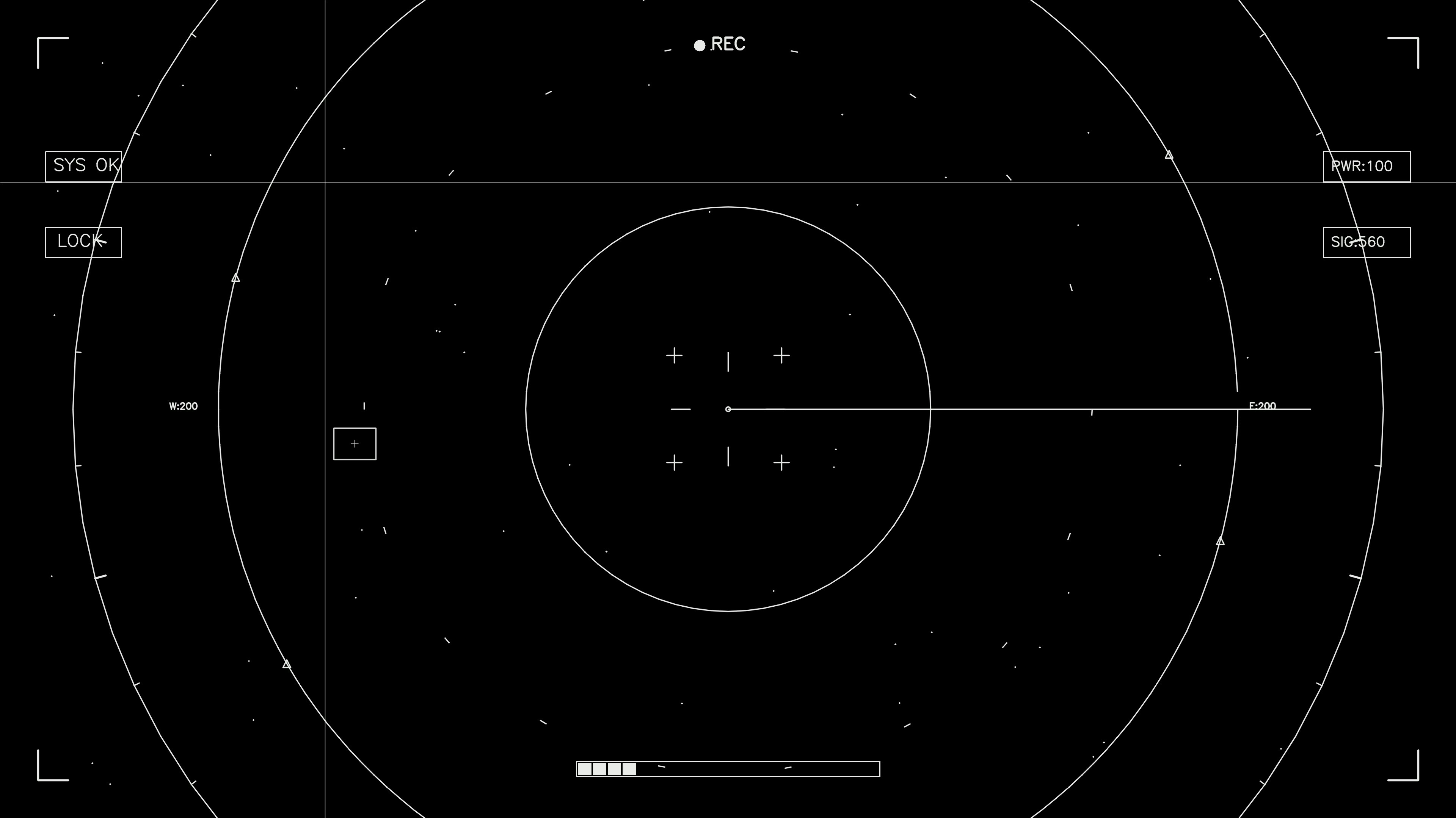 A hud elements animation with a circular layout including data readings and markers