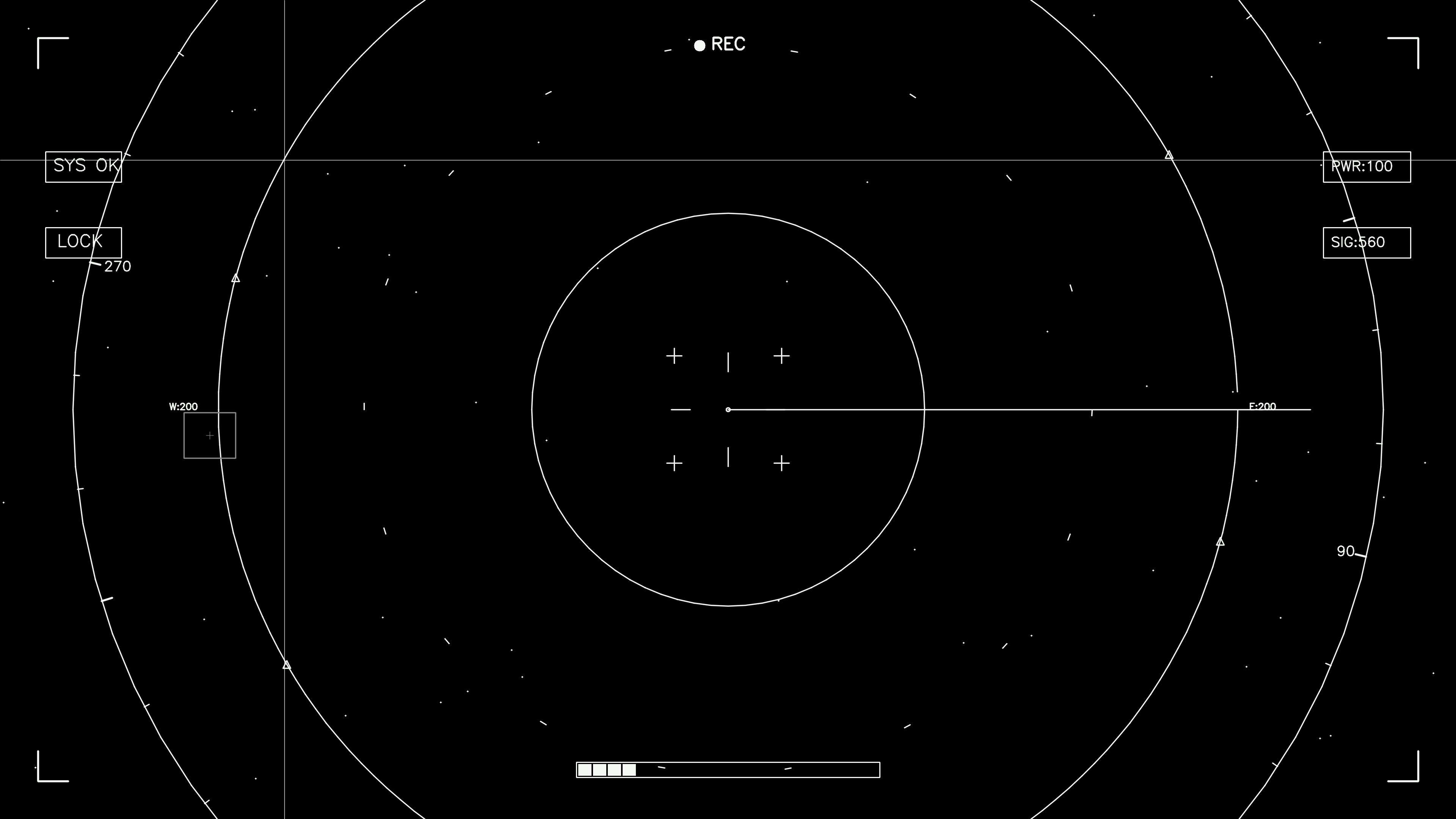 Hud elements animation for web design and sci-fi video editing focused on display of digital interface and controls during recording