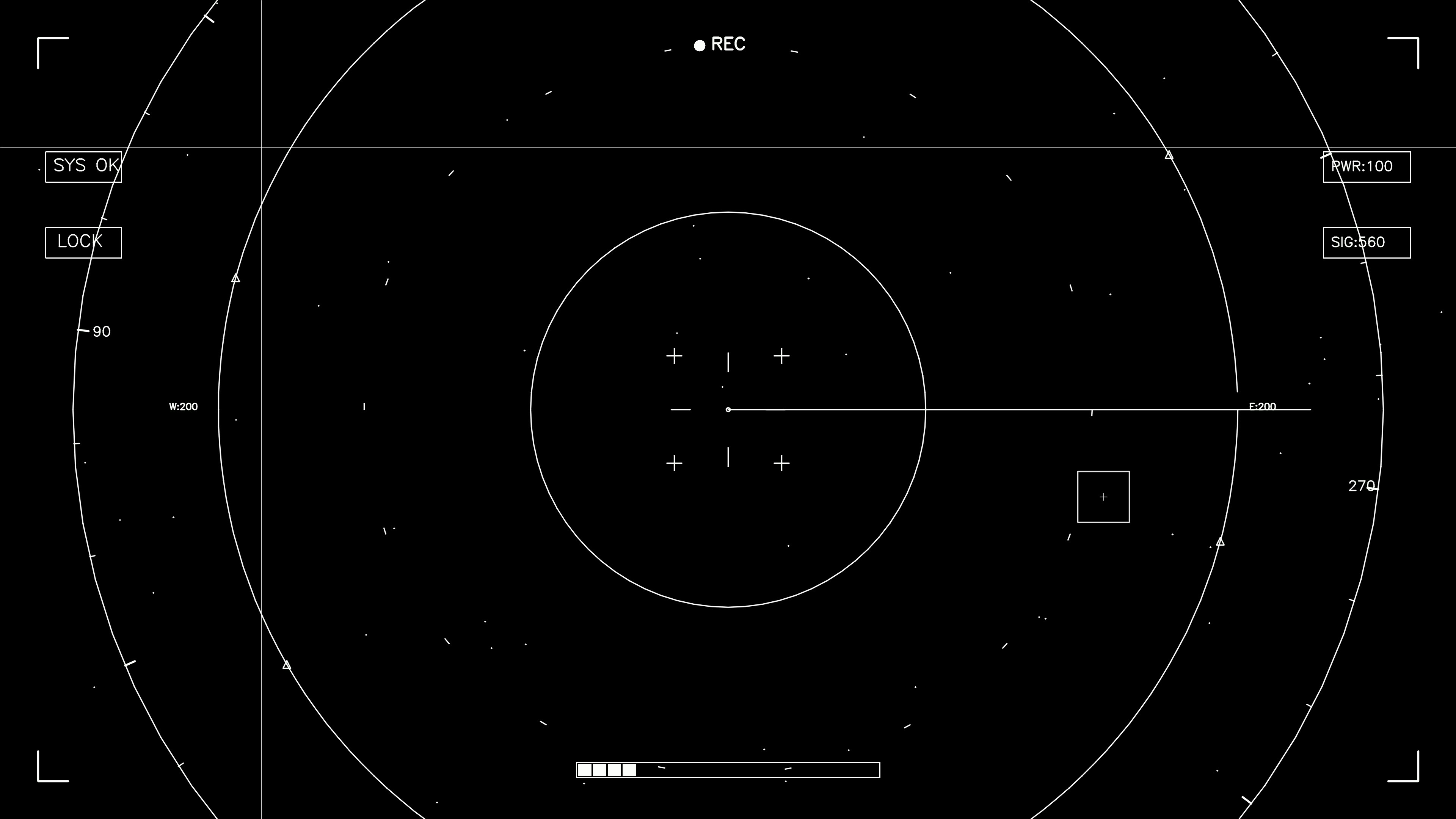 Hud elements animation for web designer and sci-fi video cutter with focus on graphical display and recording features