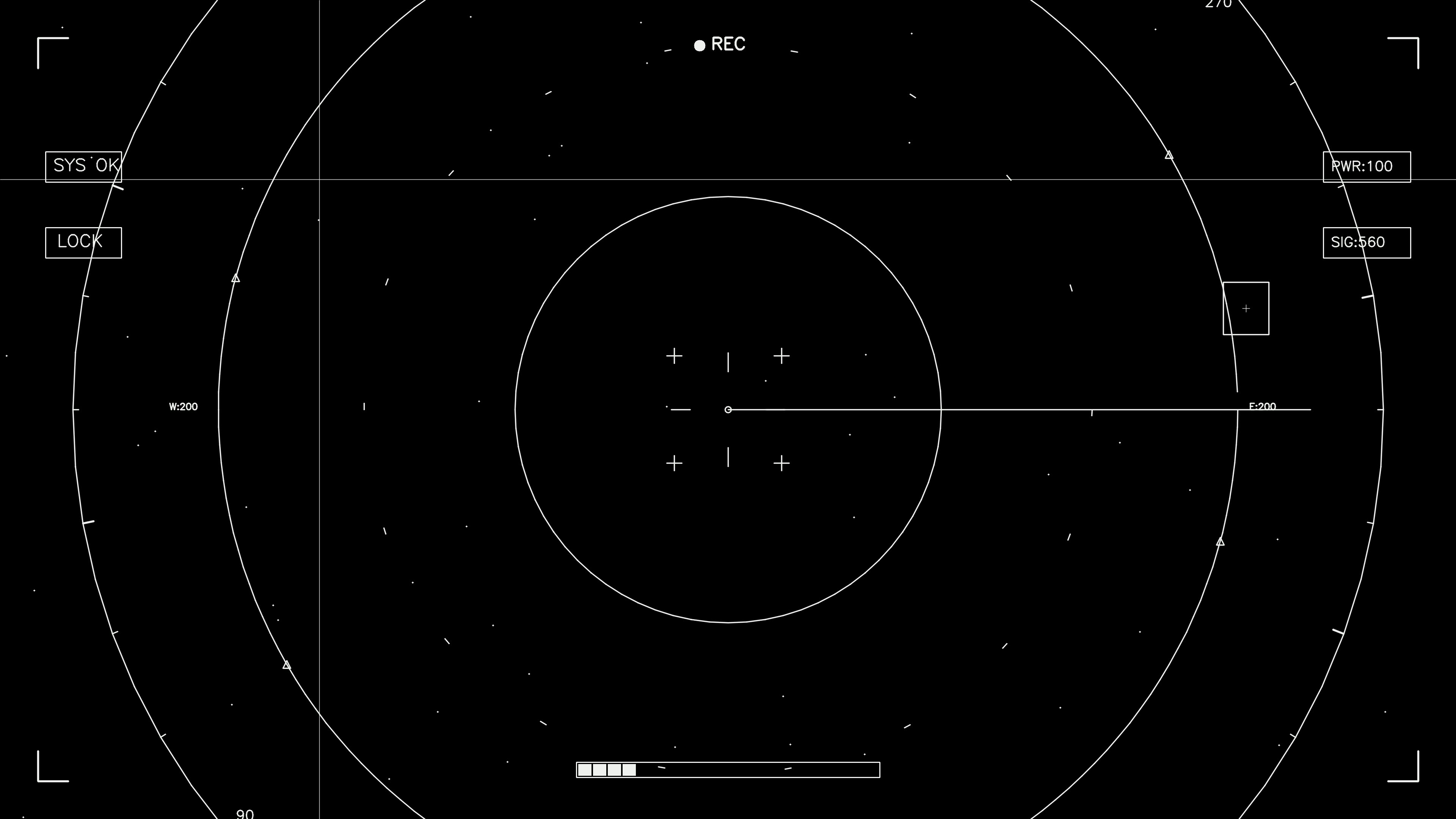 Hud elements animation for web design and sci-fi video editing project in a black background setting