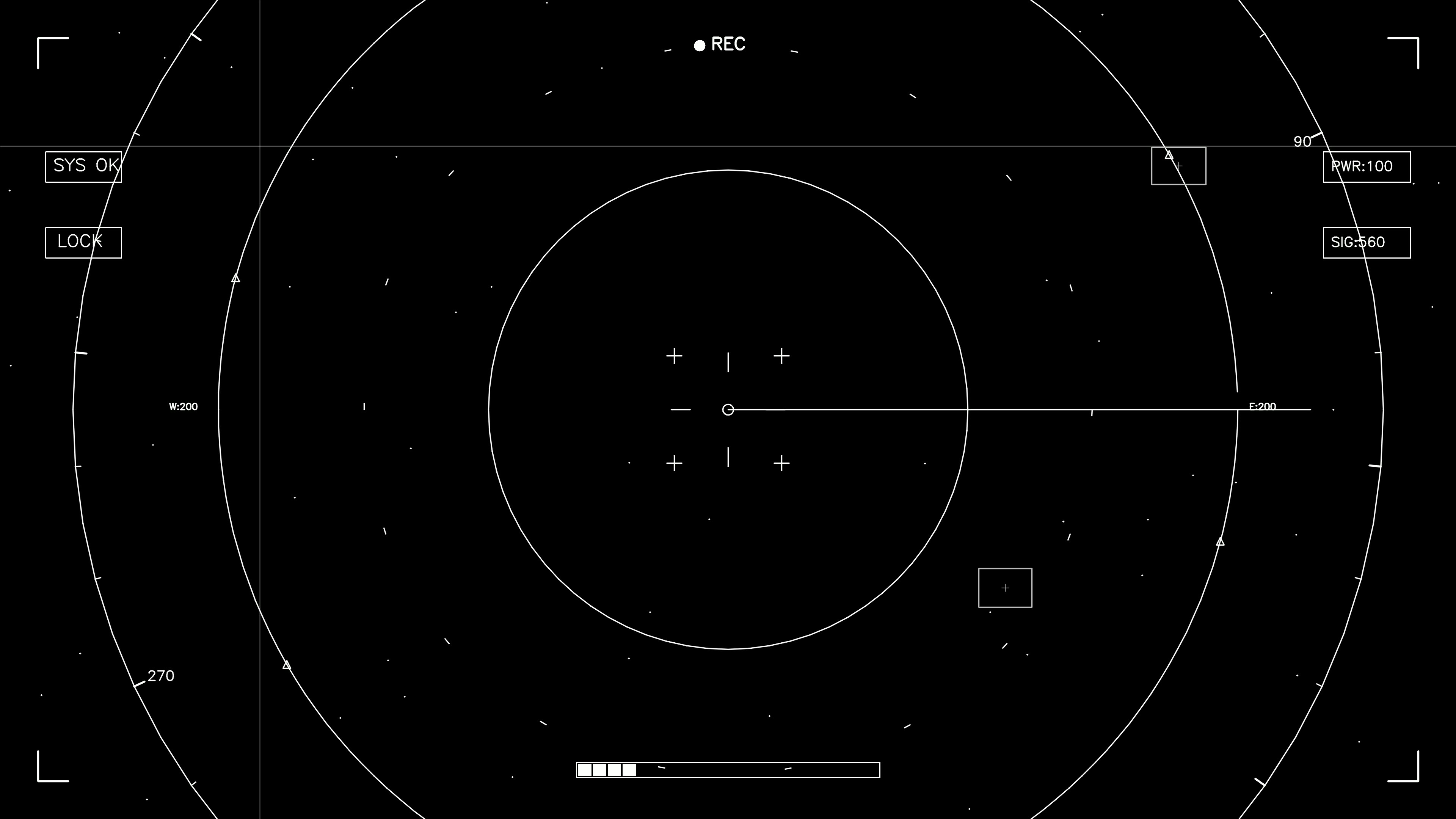Hud elements animation for web designer and sci-fi video cutter that shows system status and recording details for video projects
