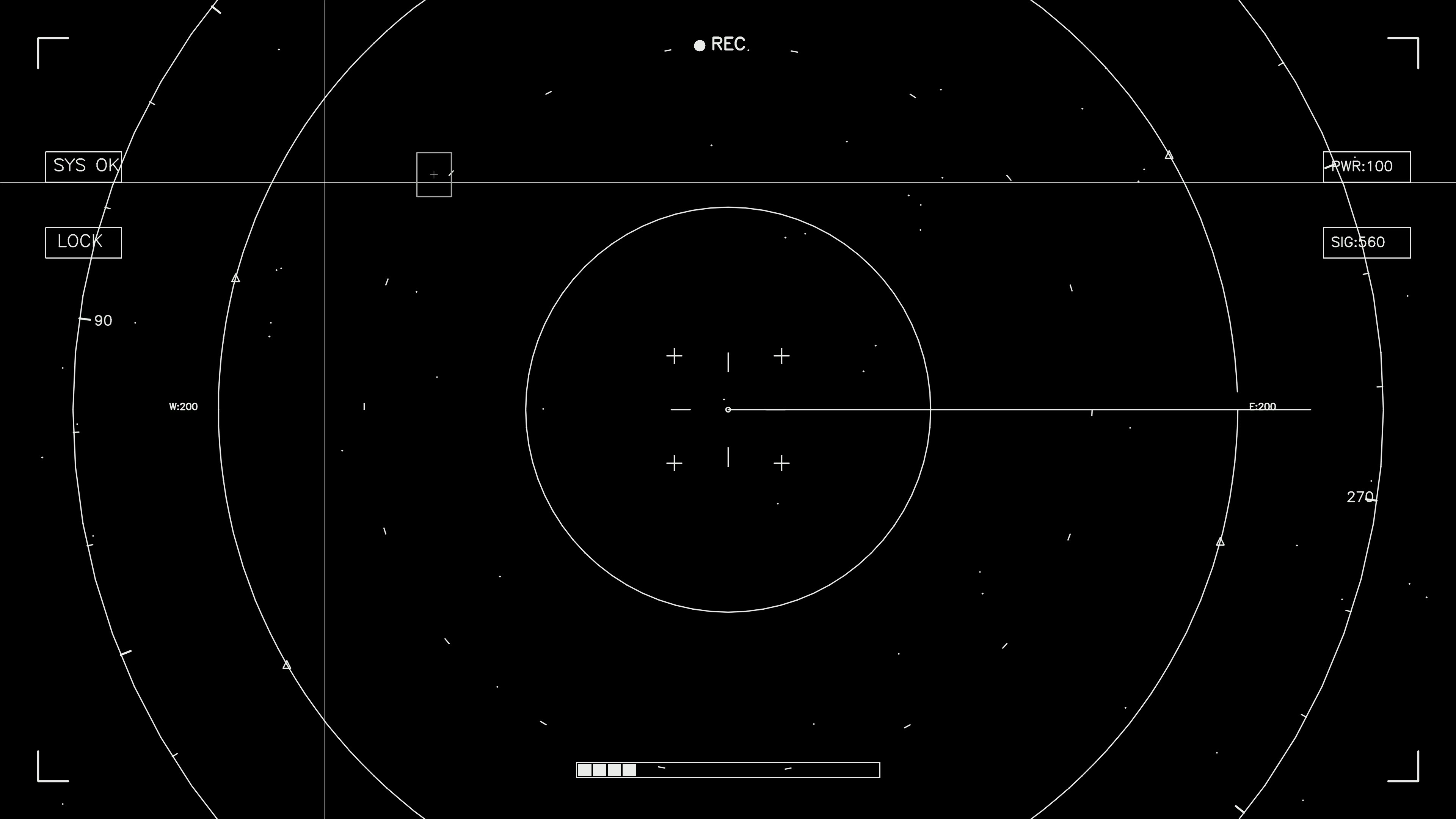 Hud elements animation showing interface for web designer and sci-fi video cutter in dark backdrop and various displays