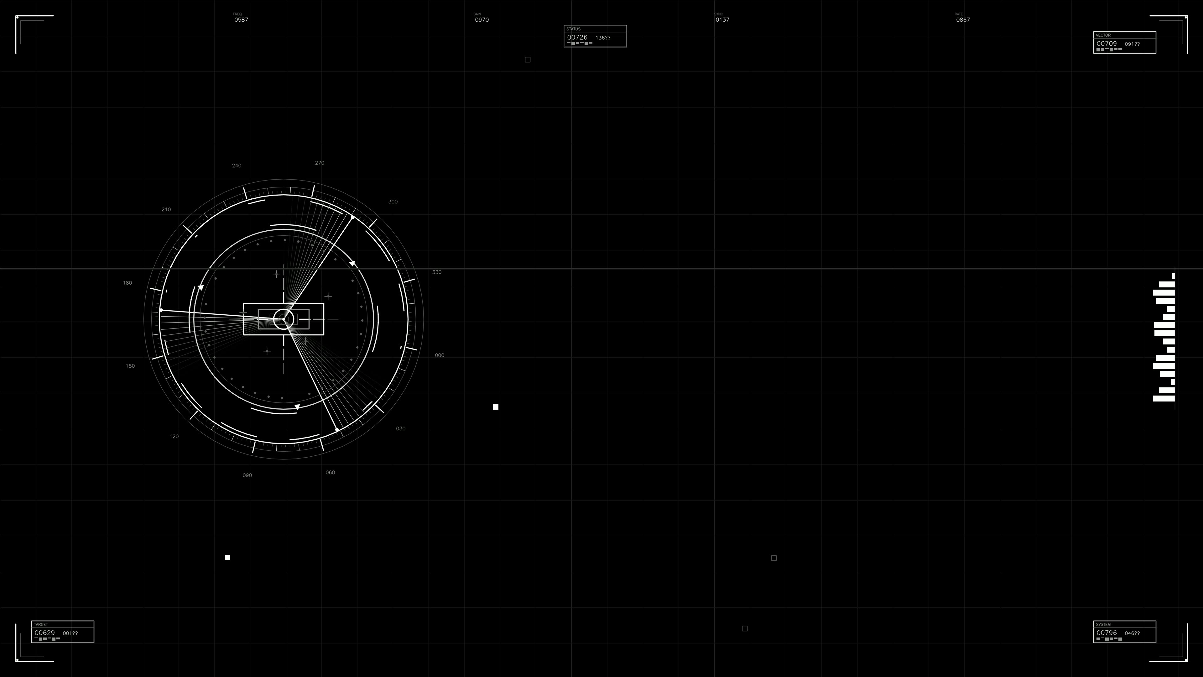 Military gui war stock footage hud animation for science fiction project with tactical display and radar interface in dark theme