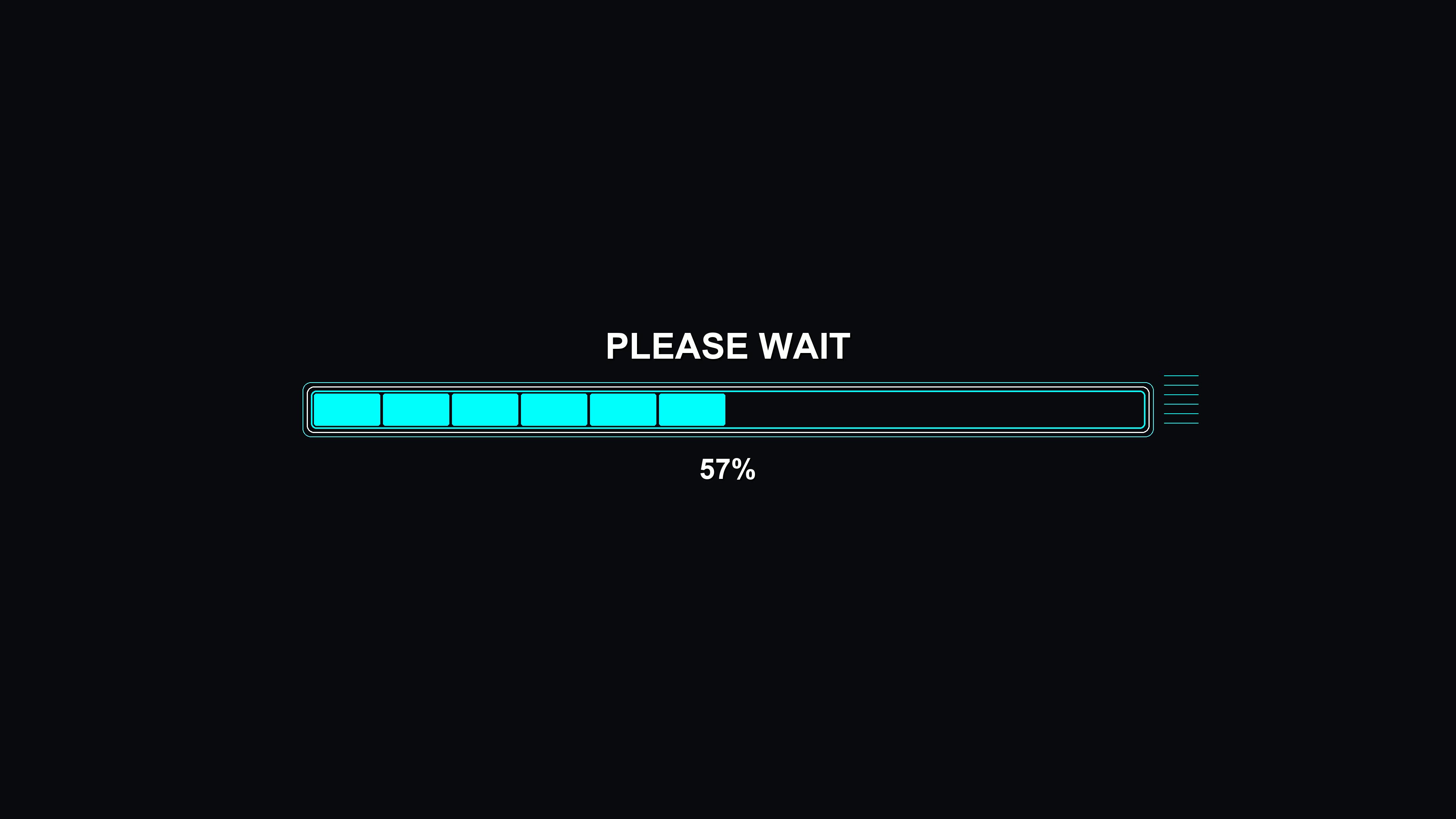 Progress bar animation for science fiction settings displays loading status and user prompt in a digital interface